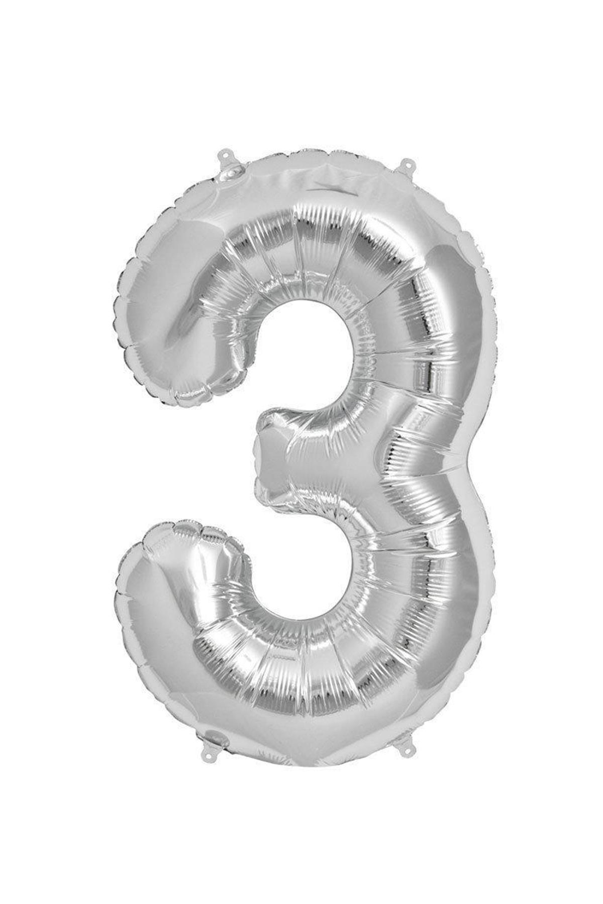 34'' Rakam Folyo Balon Silver 75 cm  ( 3 )