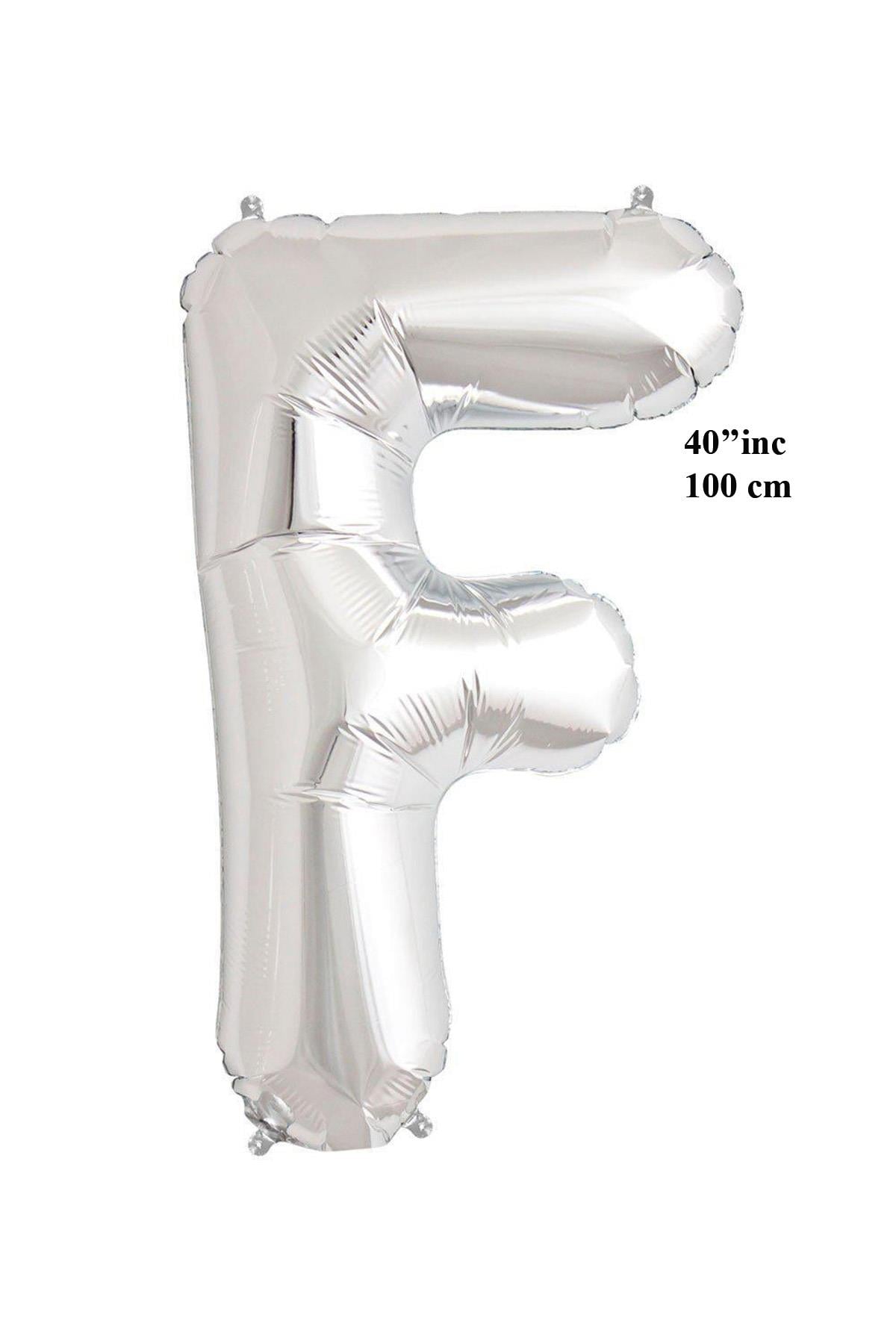 40'' Harf Folyo Balon Gümüş 100 cm  ( F )