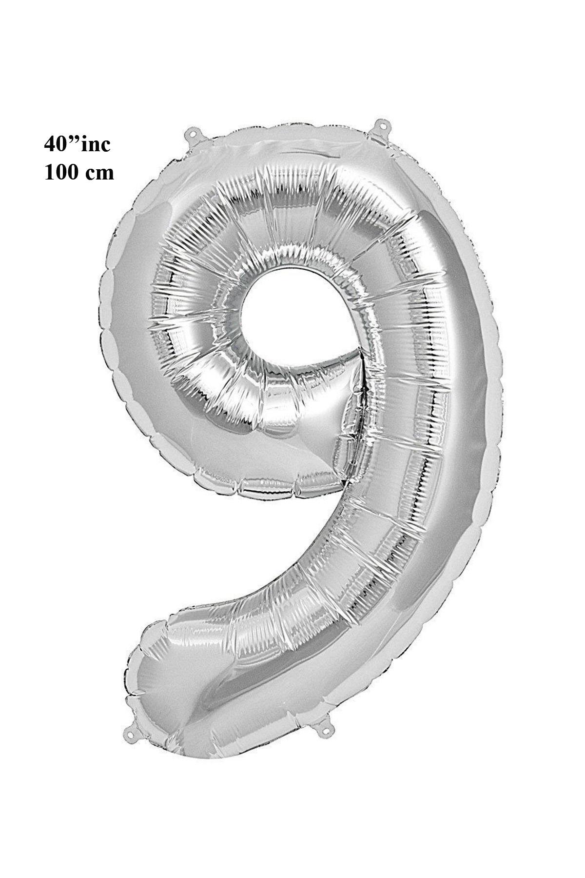 40'' Rakam Folyo Balon Gümüş 100 cm  ( 9 )