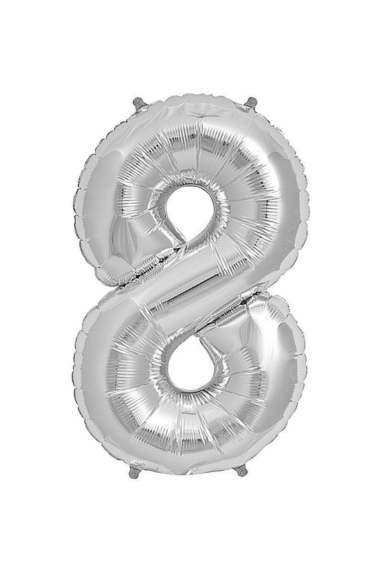 34'' Rakam Folyo Balon Silver 75 cm  ( 8 )