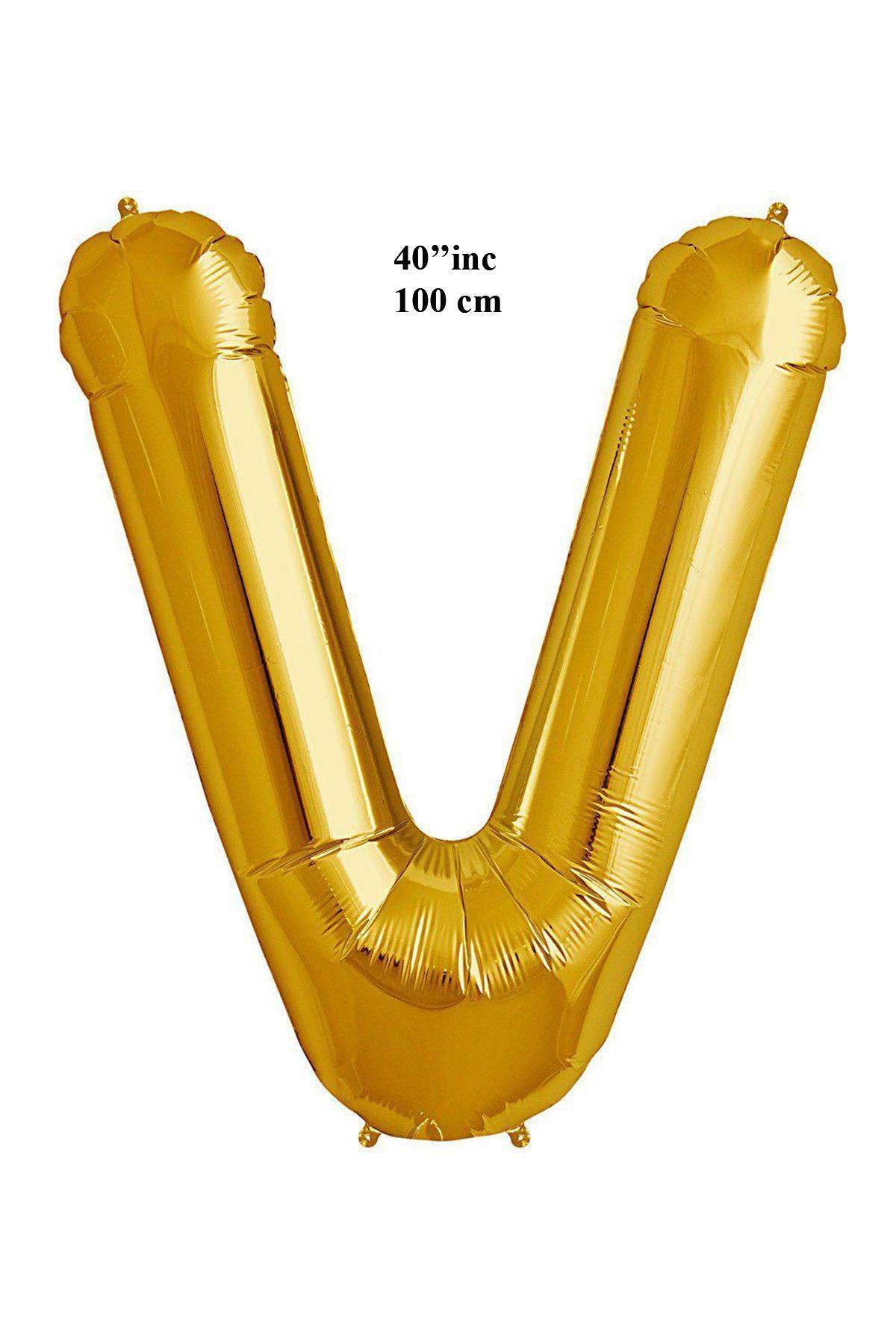 40'' Harf Folyo Balon Gold 100 cm  ( V )