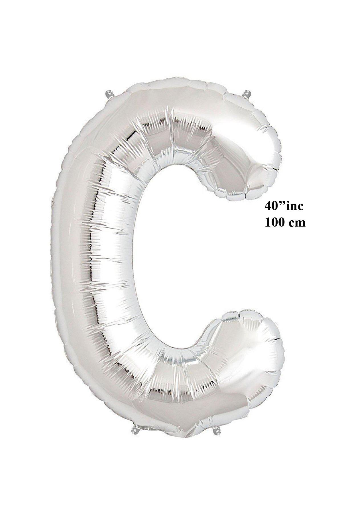 40'' Harf Folyo Balon Gümüş 100 cm  ( C )