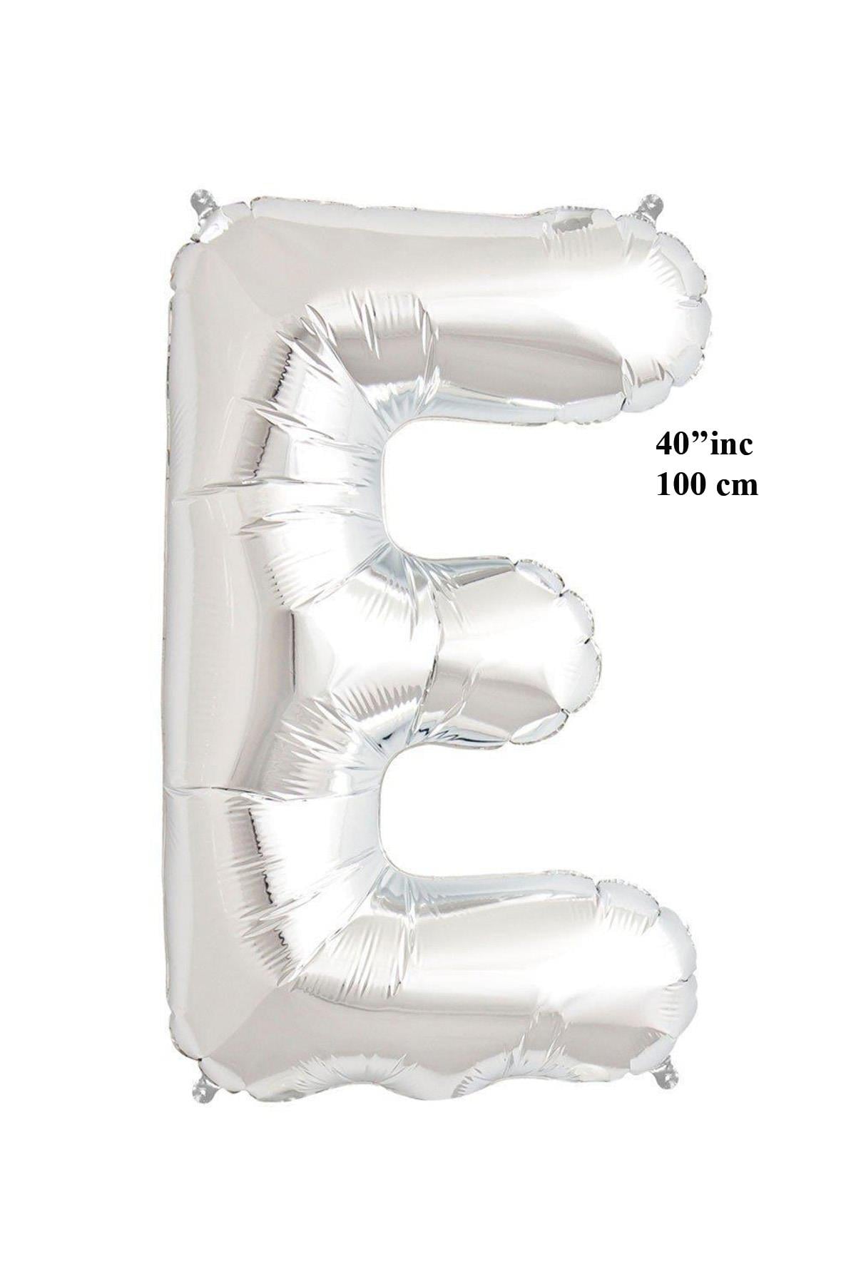 40'' Harf Folyo Balon Gümüş 100 cm  ( E )