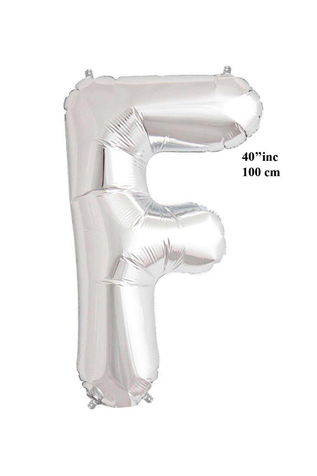 40'' Harf Folyo Balon Gümüş 100 cm  ( F )