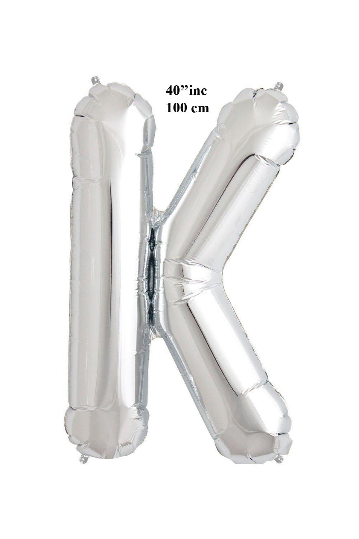 40'' Harf Folyo Balon Gümüş 100 cm  ( K )