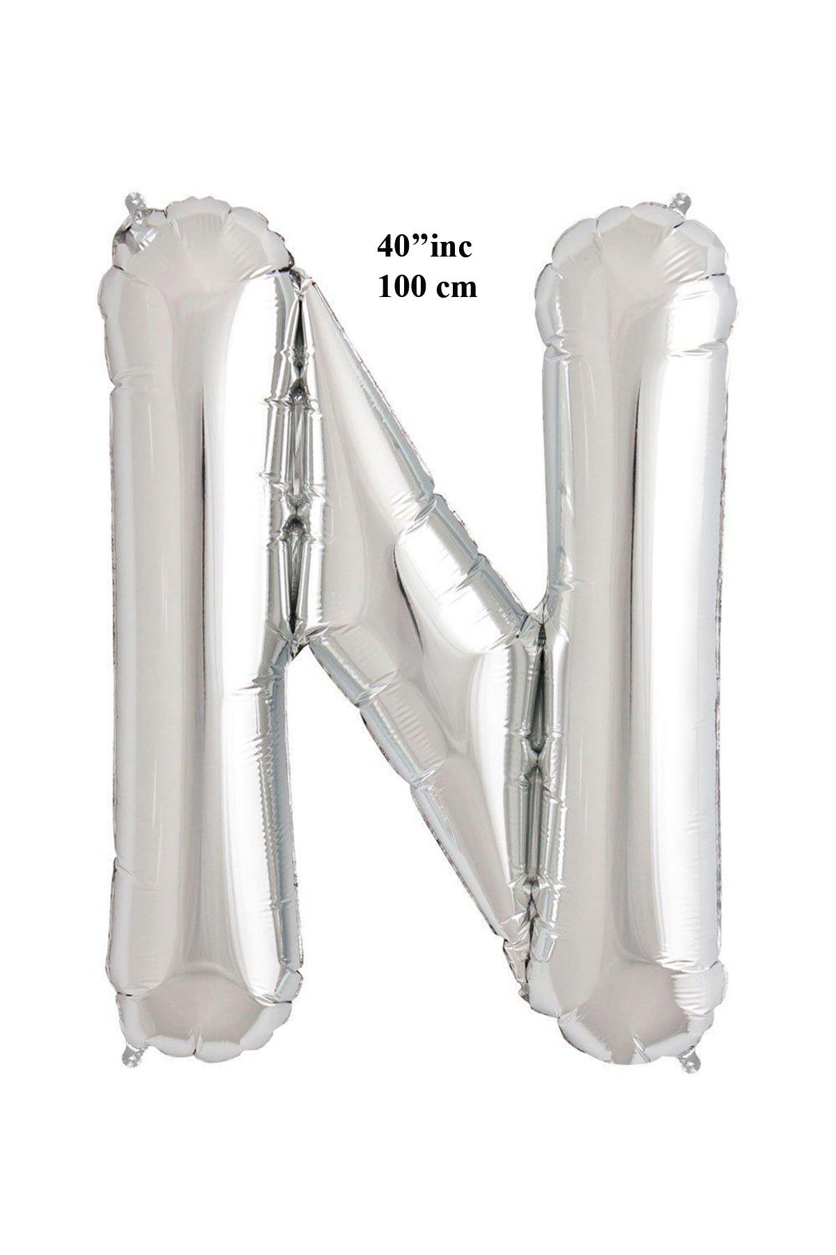 40'' Harf Folyo Balon Gümüş 100 cm  ( N )