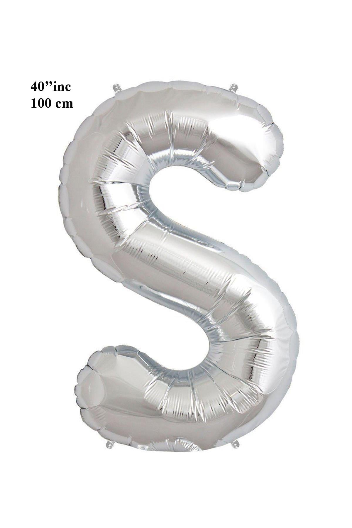 40'' Harf Folyo Balon Gümüş 100 cm  ( S )