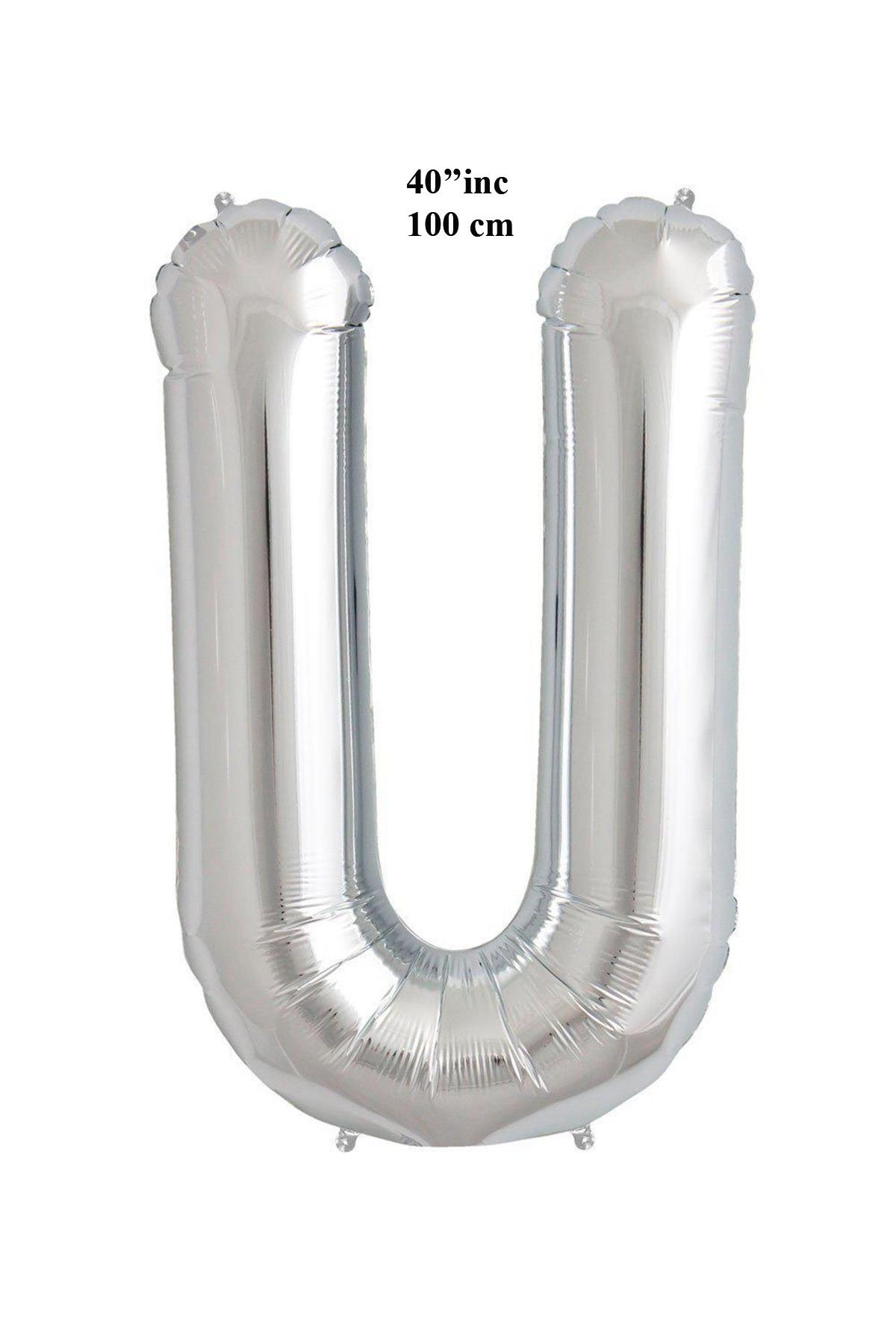 40'' Harf Folyo Balon Gümüş 100 cm  ( U )