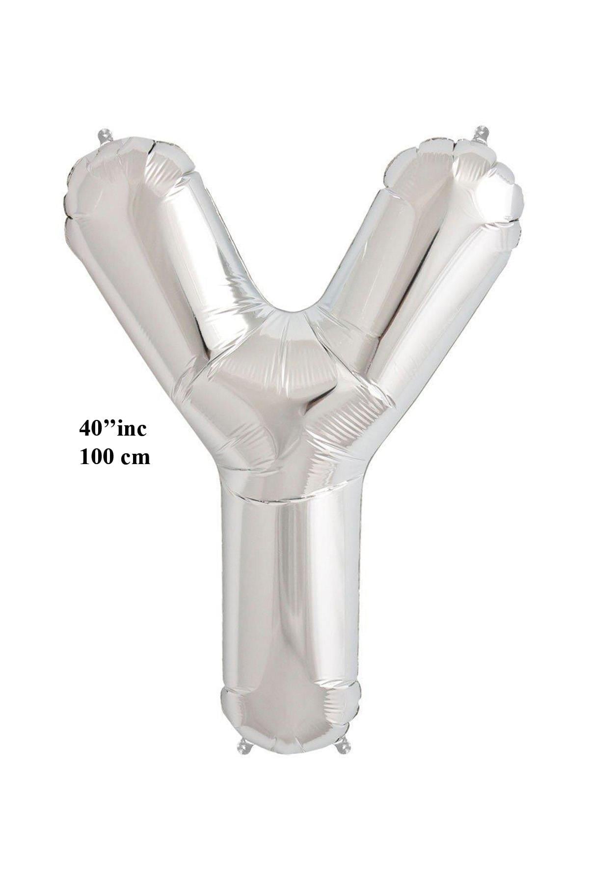 40'' Harf Folyo Balon Gümüş 100 cm  ( Y )
