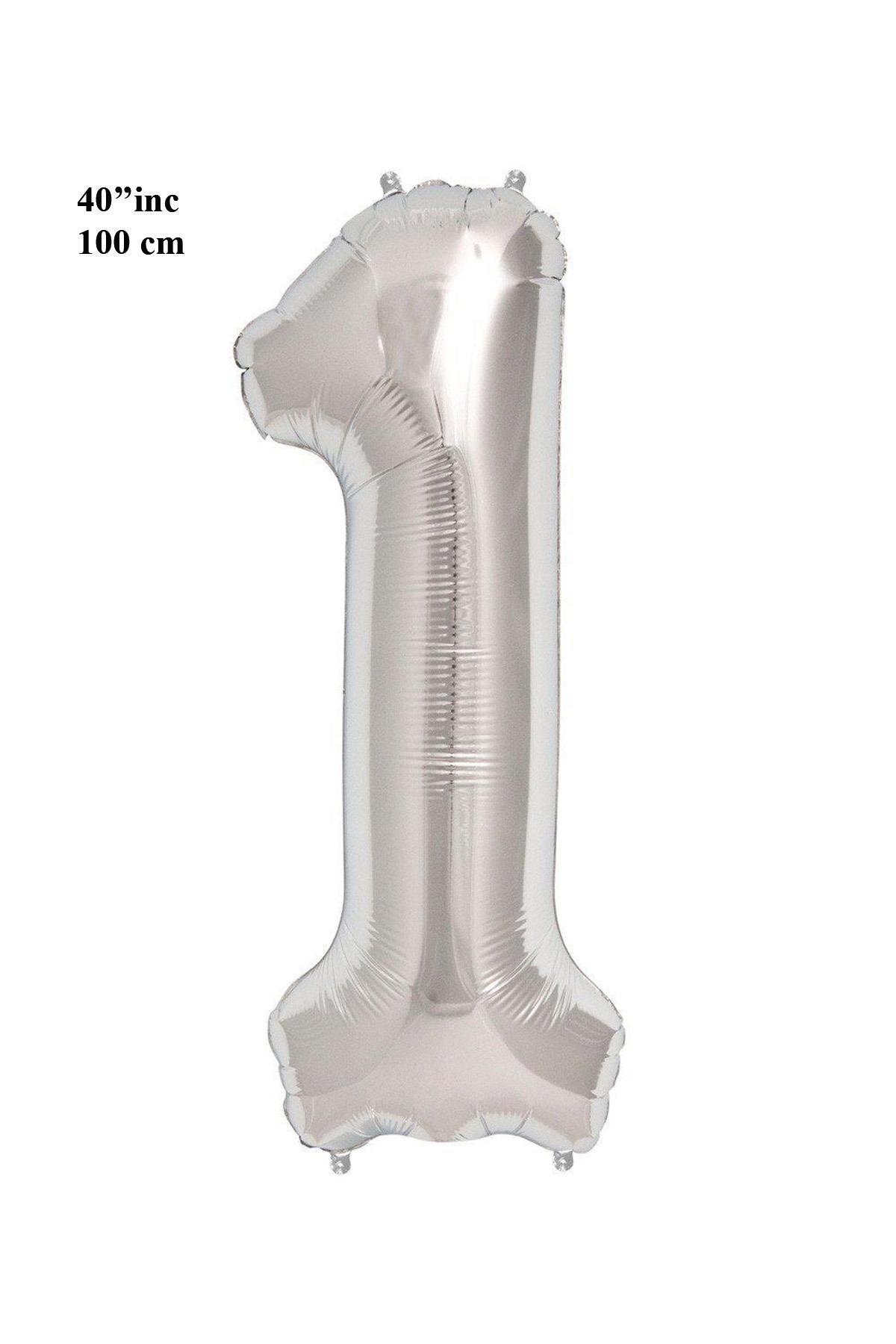 40'' Rakam Folyo Balon Gümüş 100 cm  ( 1 )