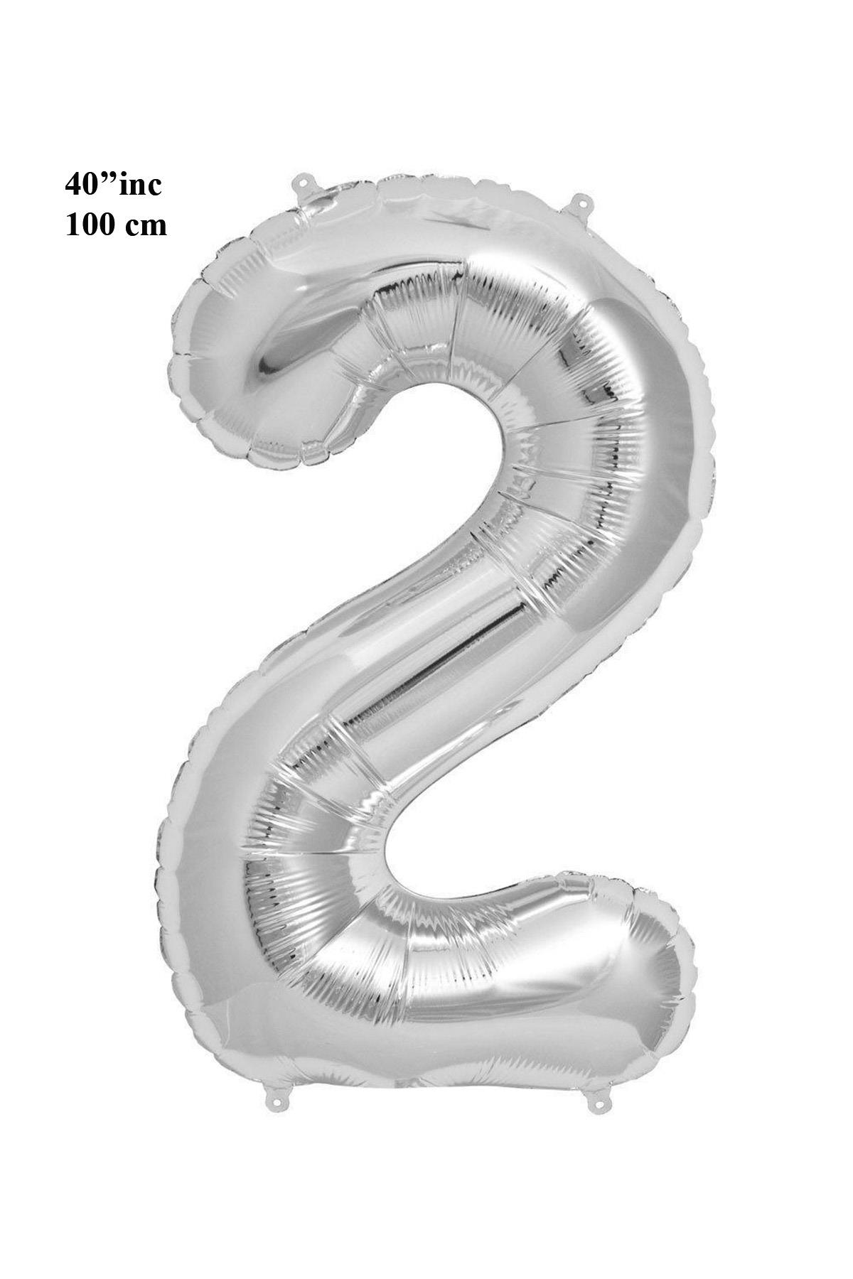 40'' Rakam Folyo Balon Gümüş 100 cm  ( 2 )