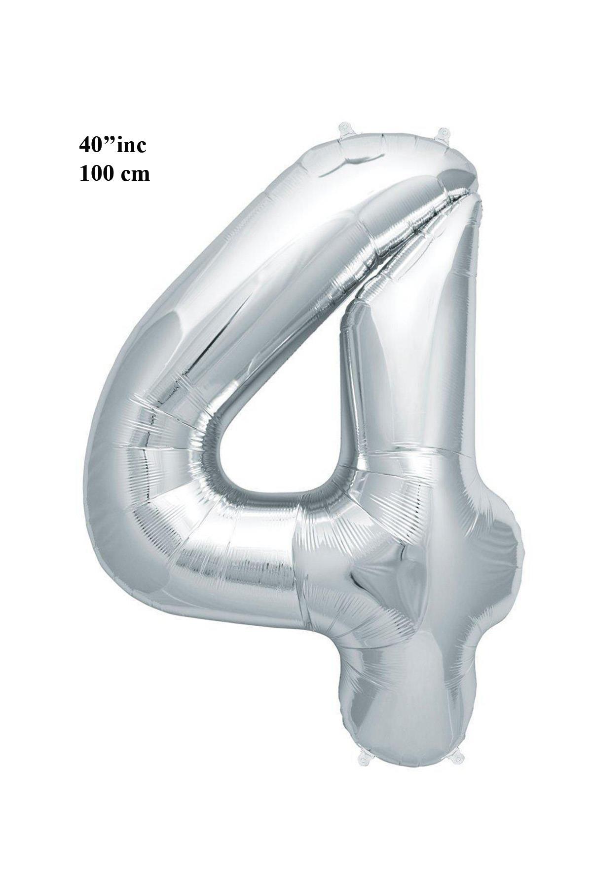 40'' Rakam Folyo Balon Gümüş 100 cm  ( 4 )