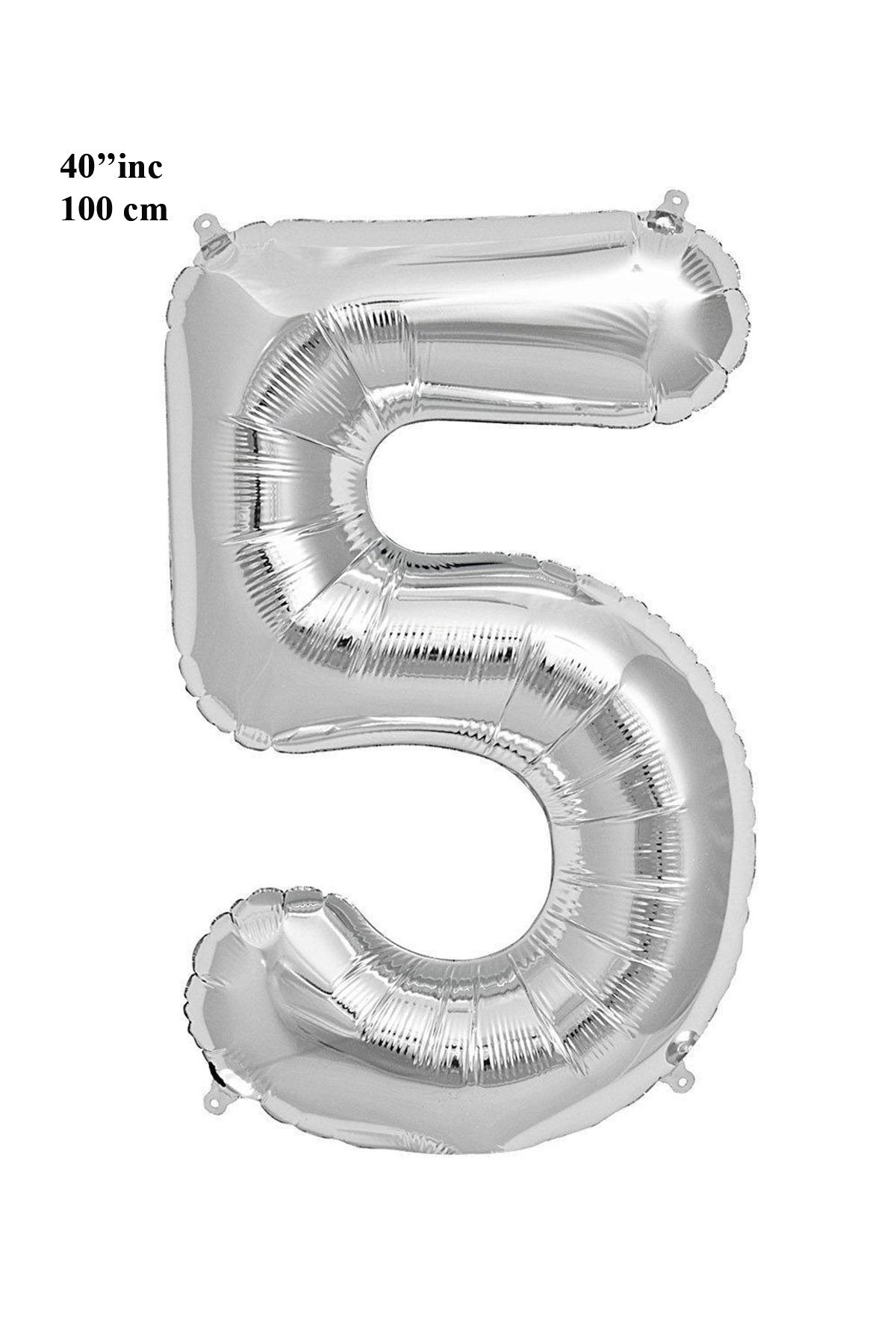 40'' Rakam Folyo Balon Gümüş 100 cm  ( 5 )
