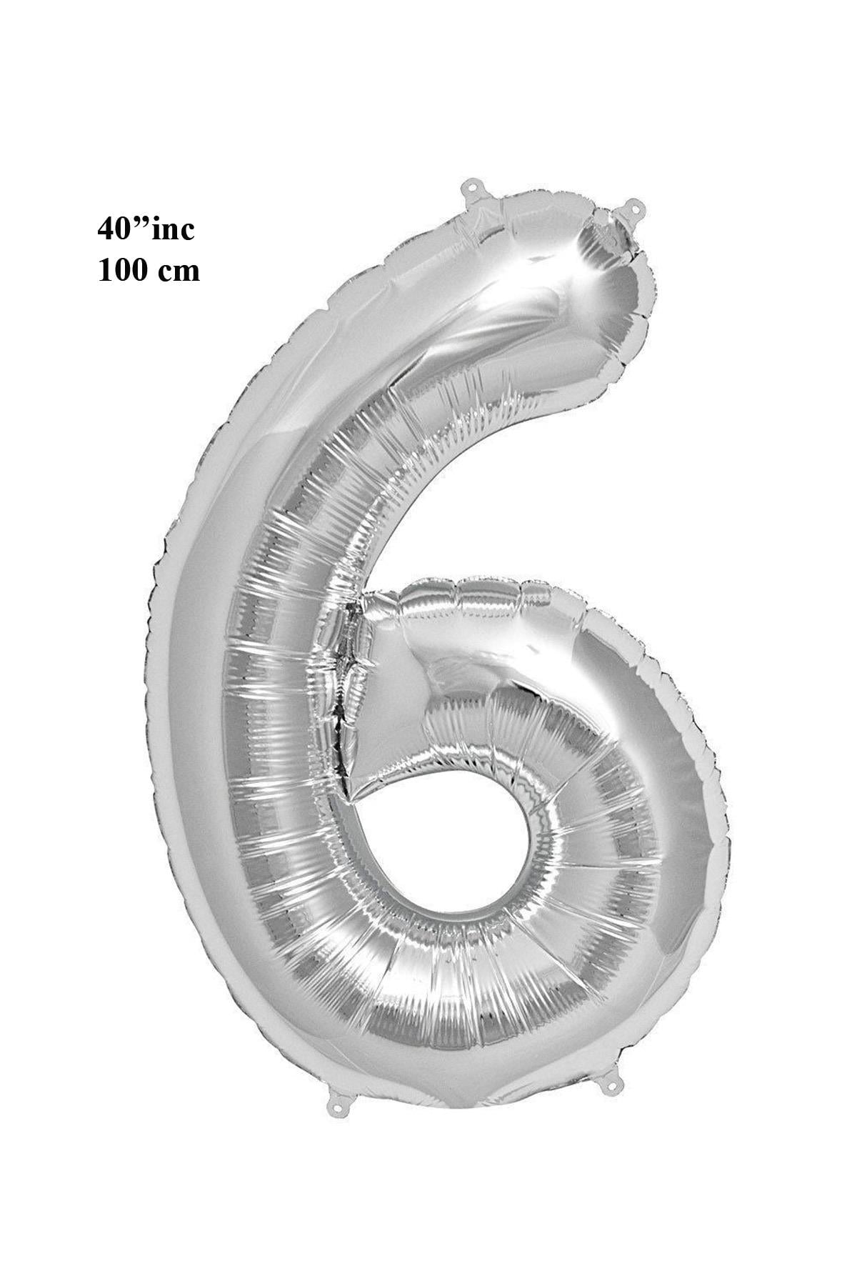 40'' Rakam Folyo Balon Gümüş 100 cm  ( 6 )