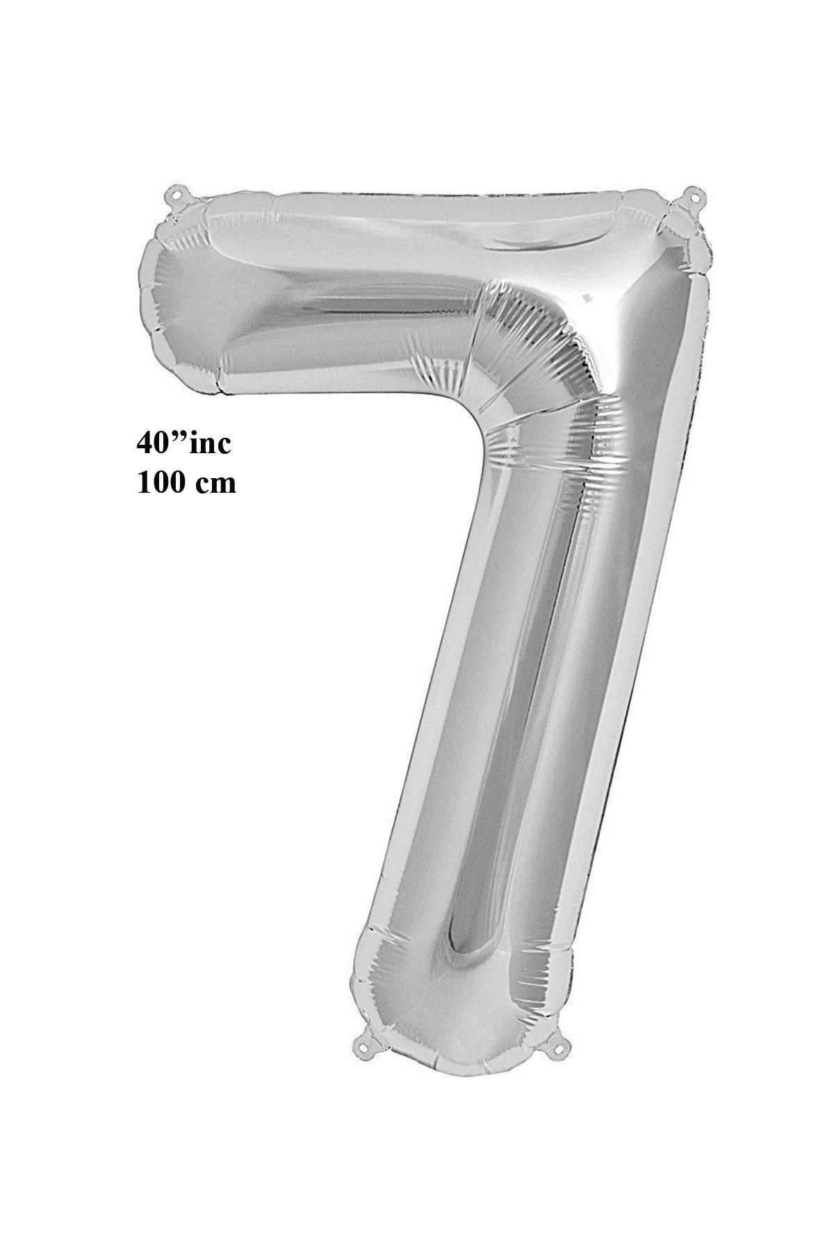 40'' Rakam Folyo Balon Gümüş 100 cm  ( 7 )