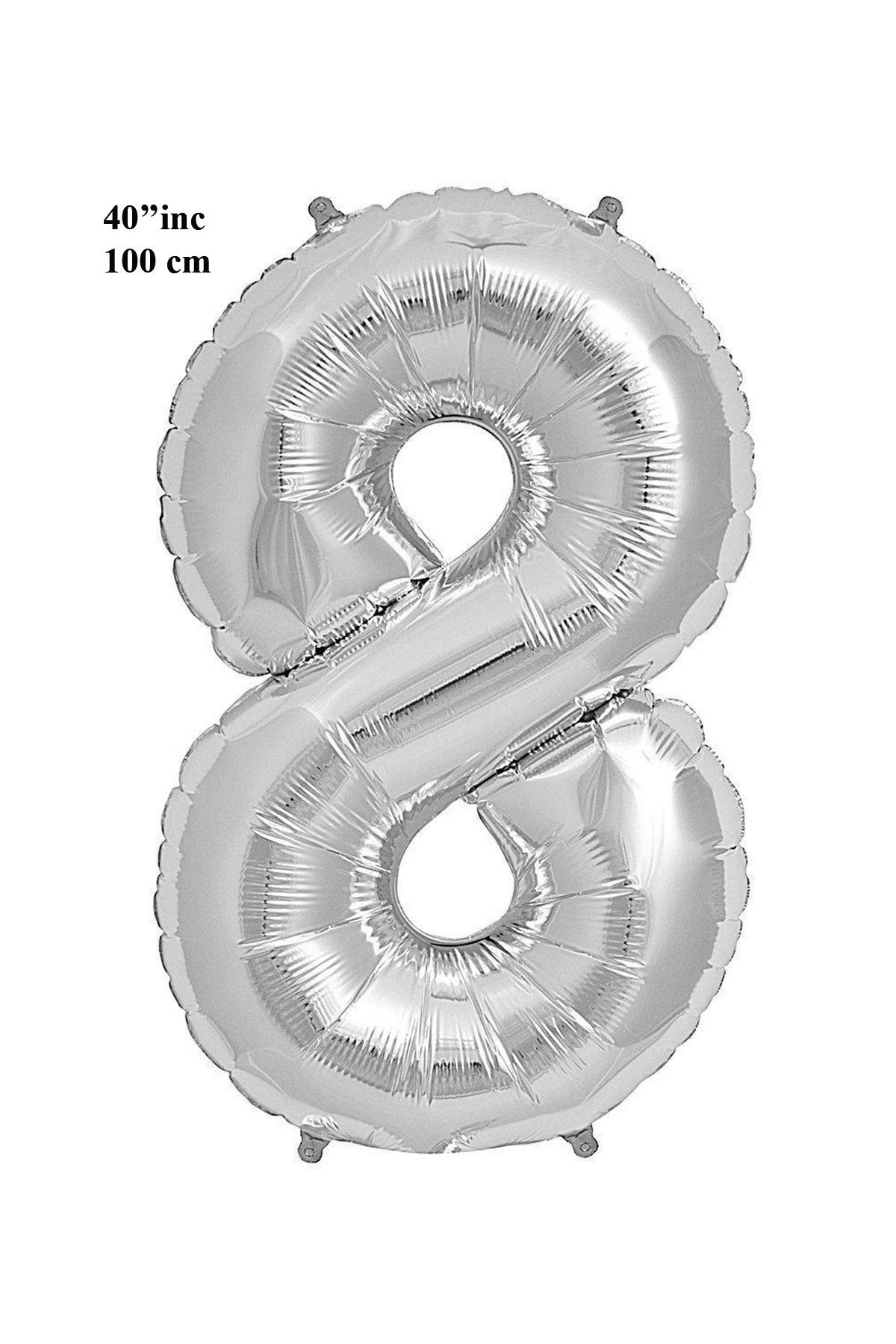 40'' Rakam Folyo Balon Gümüş 100 cm  ( 8 )