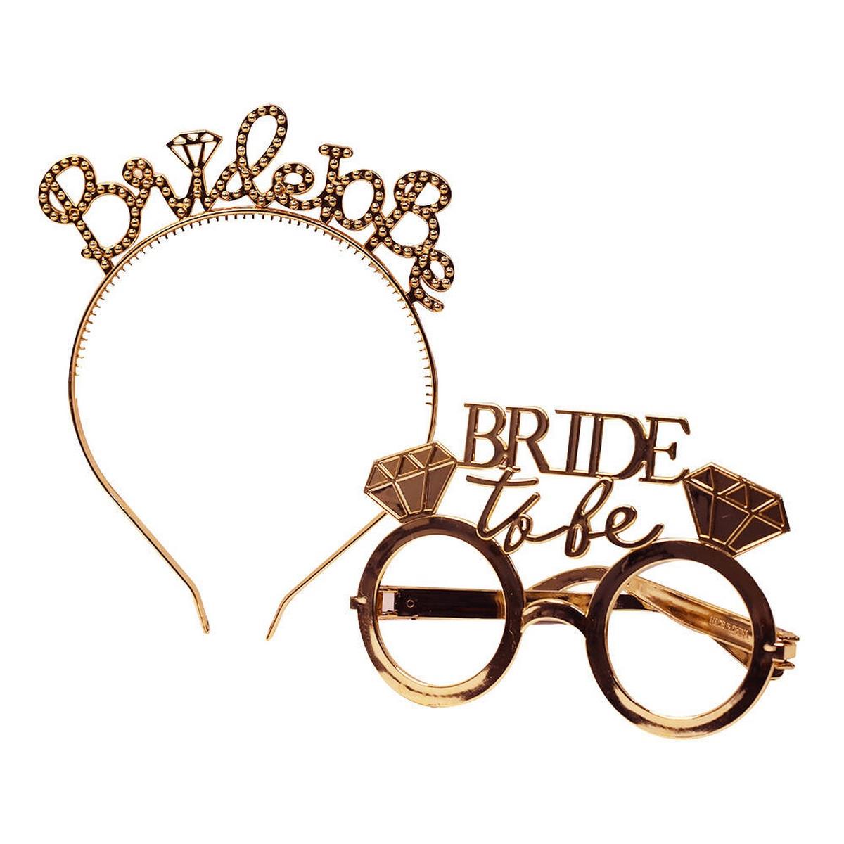 Bride Taç Gözlük Seti Rose Gold