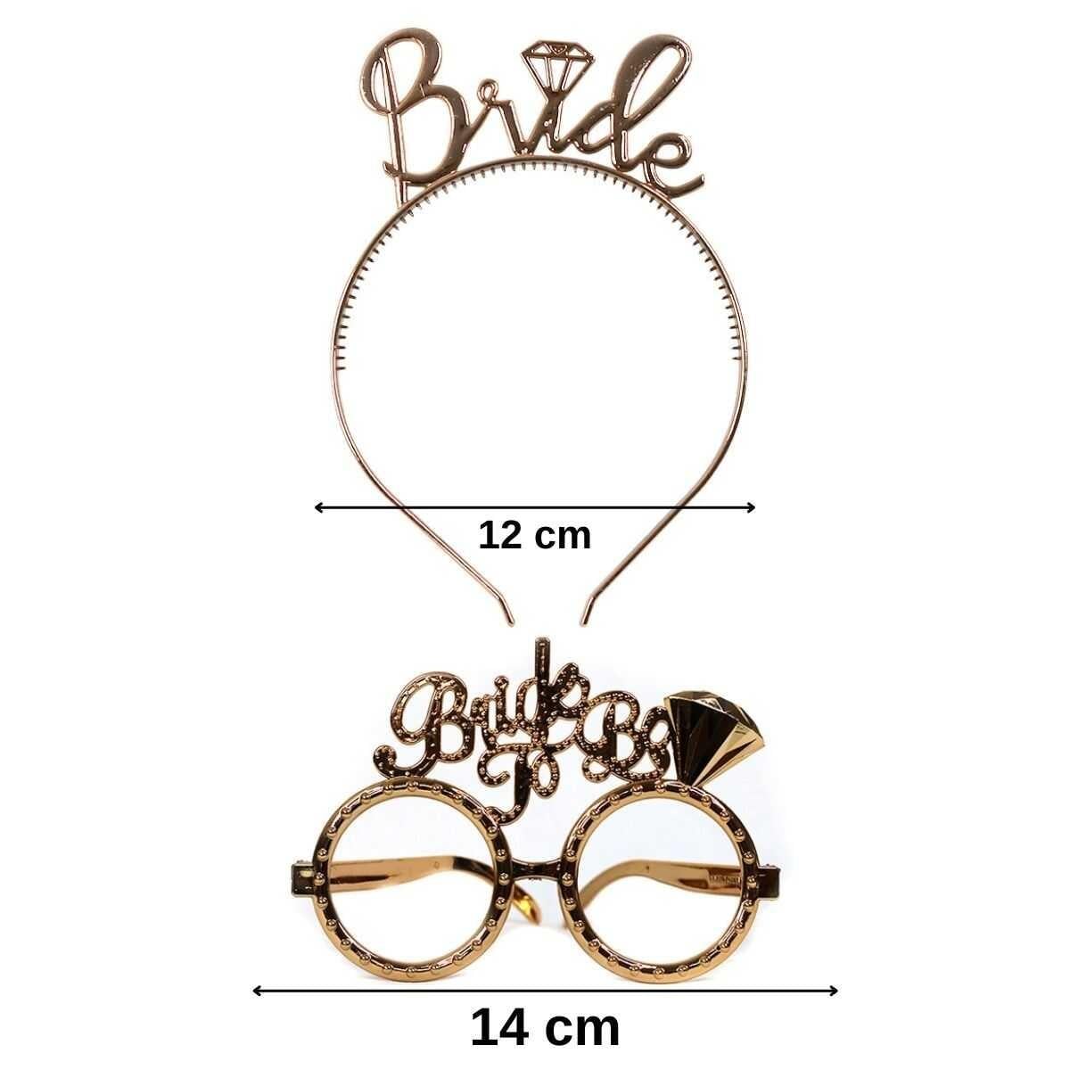 Bride Taç Gözlük Seti Rose Gold