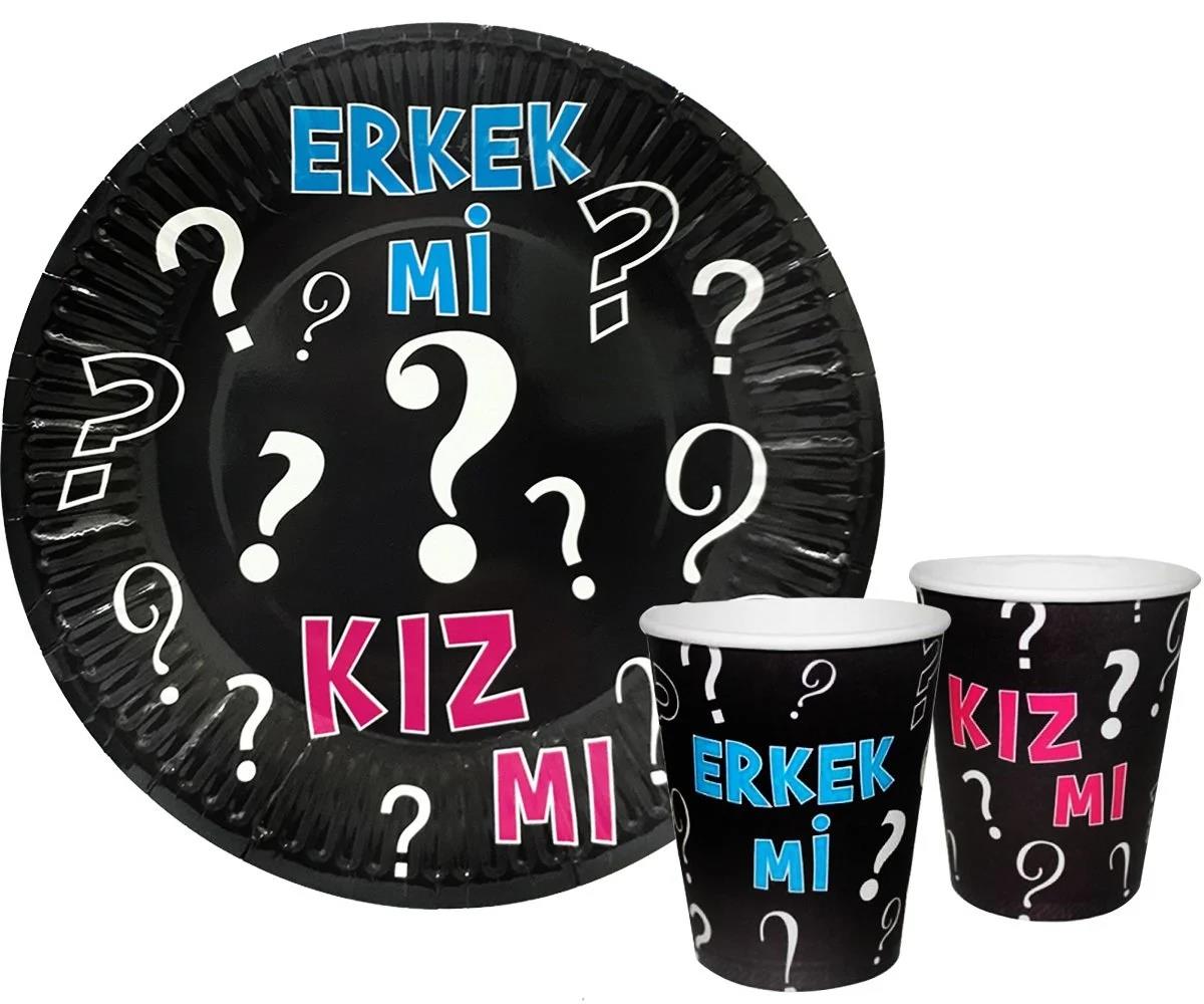 Cinsiyet Belirleme Partisi Tabak Bardak Set