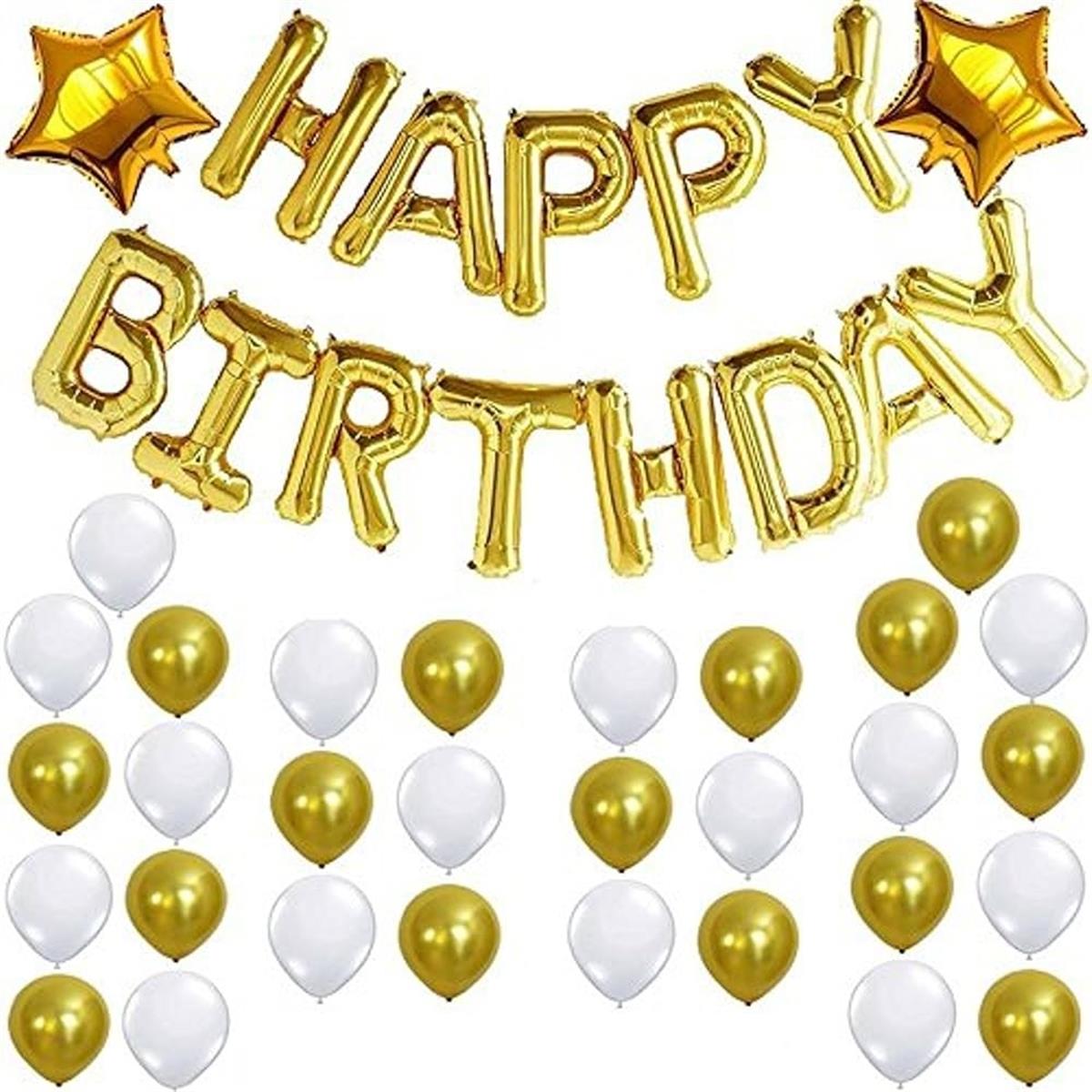 Happy Birthay Gold Beyaz