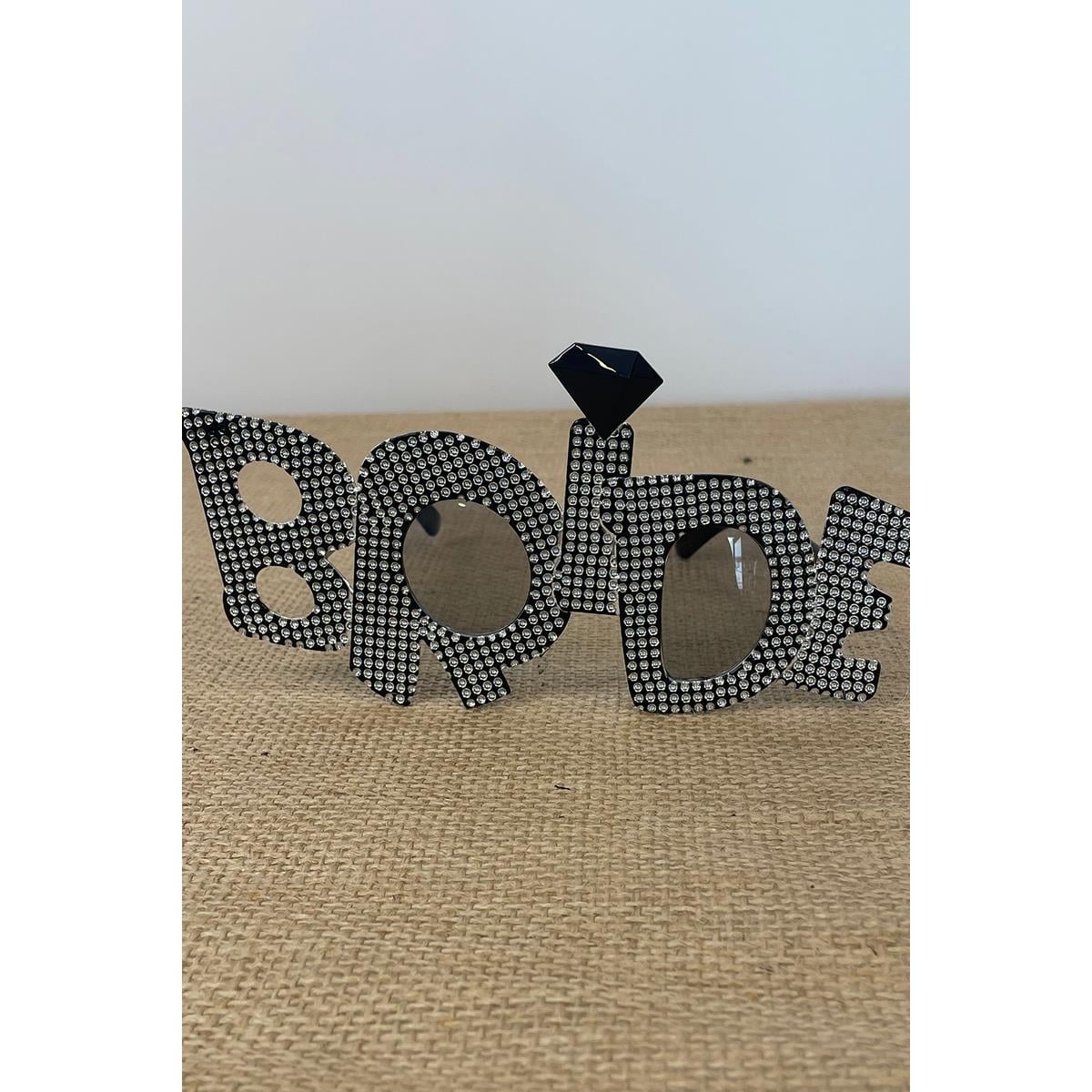 Siyah Taşlı Bride Parti Gözlüğü