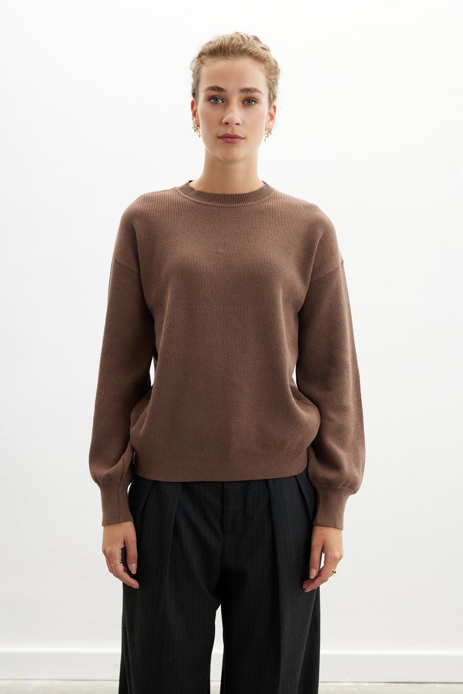 Peraluna ANNETTE PULLOVER Crew Neck Drawstring Sleeve Women's Knitwear Sweater - Picture 2 of 55