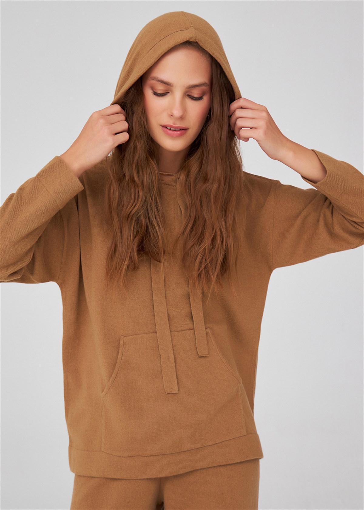 Peraluna Cashmere Blend Hooded Loose Cut Women's Knitwear Sweater - Bild 50 von 66