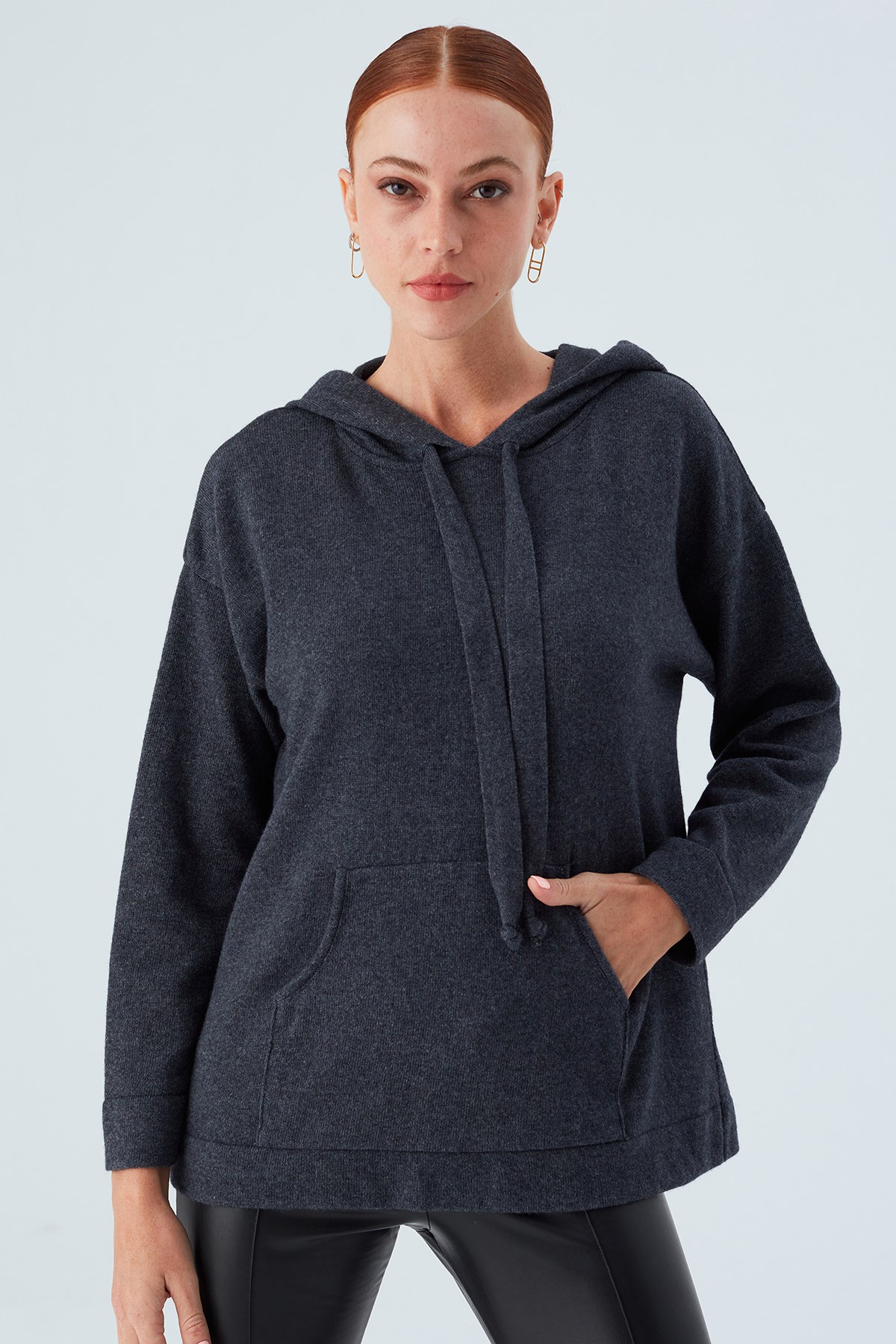 Peraluna Cashmere Blend Hooded Loose Cut Women's Knitwear Sweater - Bild 7 von 66