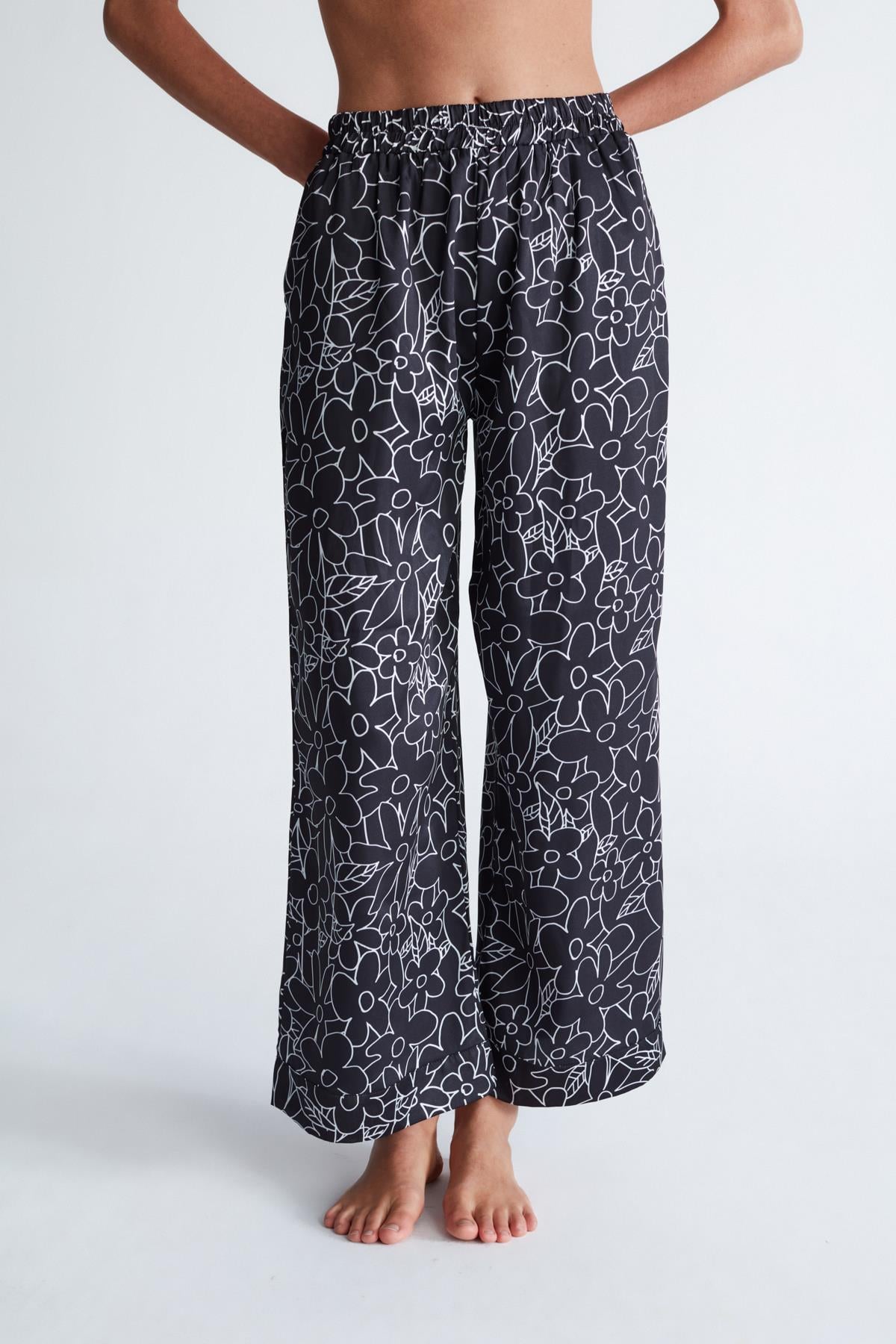 Alt Pyjamas Peraluna FREESIA PYJAMAS Çiçek Desen Bel Lastikli Cepli Kadın Alt ...