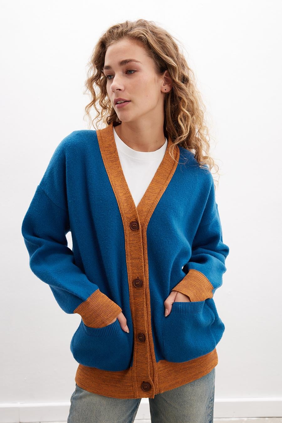 invisibleinkさん Peraluna JOSEPHINE CARDIGAN V Yaka Jakarlı Geniş Kesim Organik