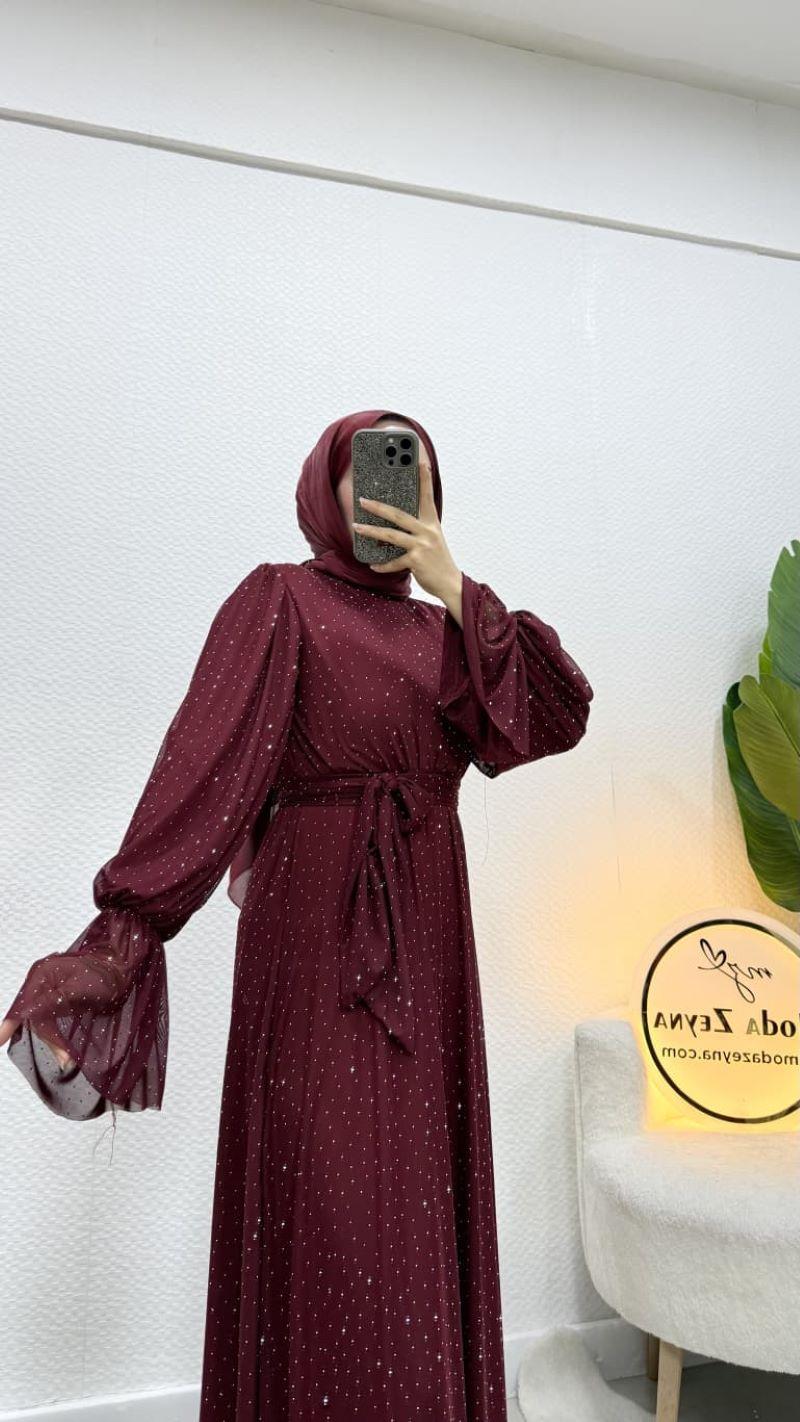 Asya Elbise Bordo 