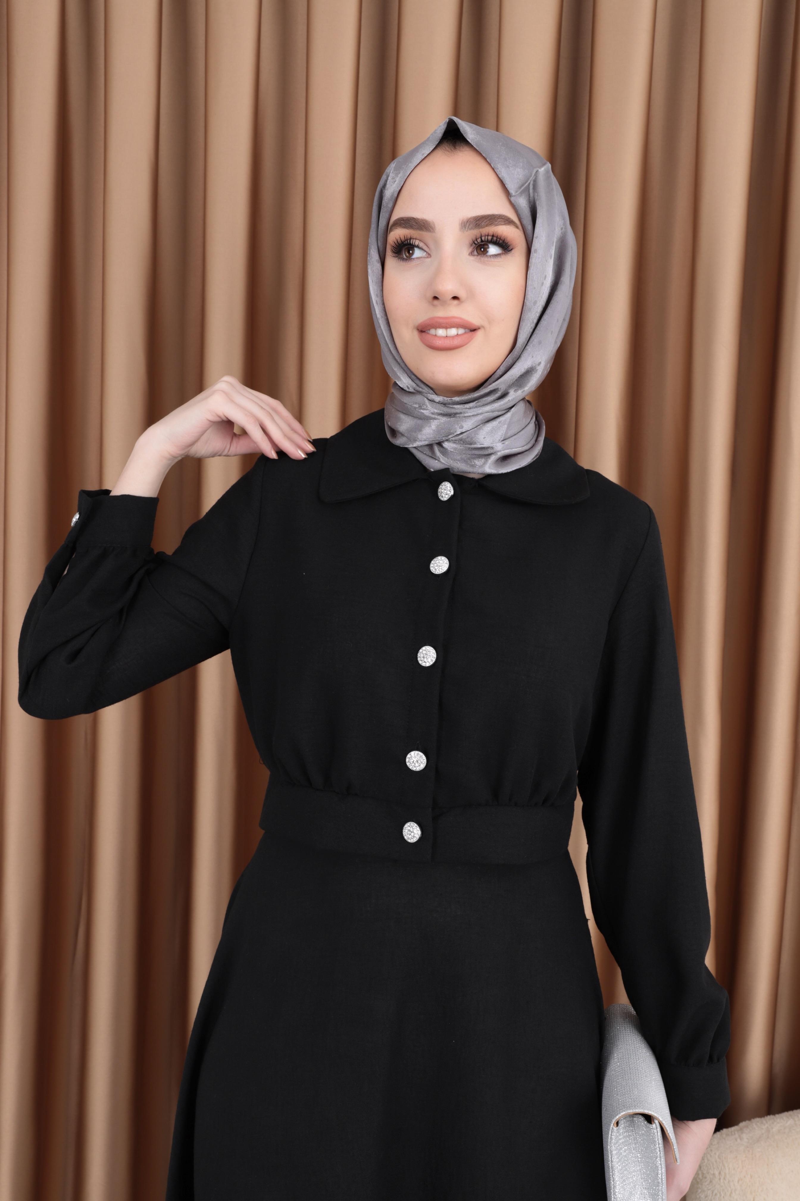 Lavin Düğmeli Etek Takım Siyah