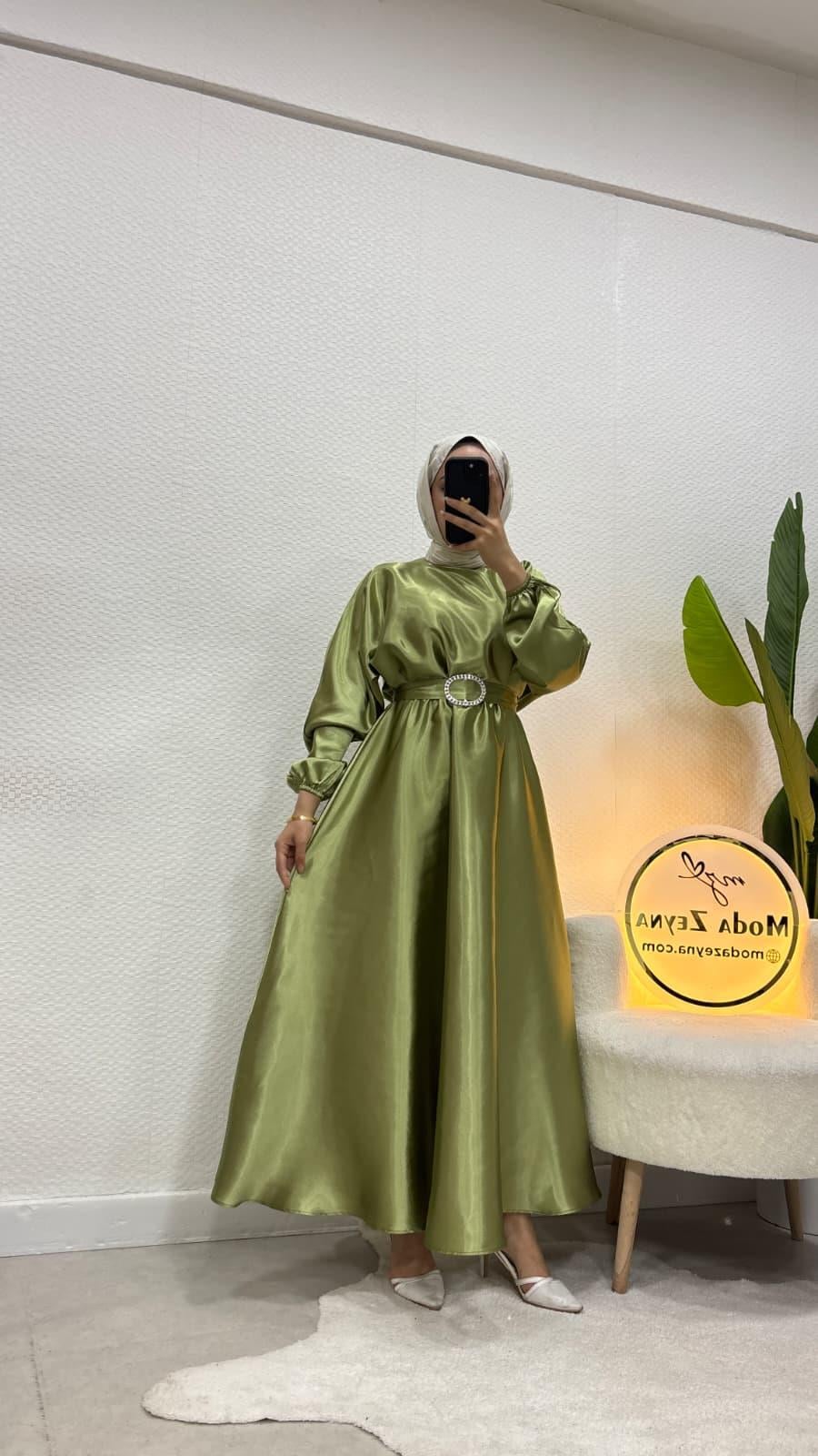 Saten Mevlana Fıstık Yeşili
