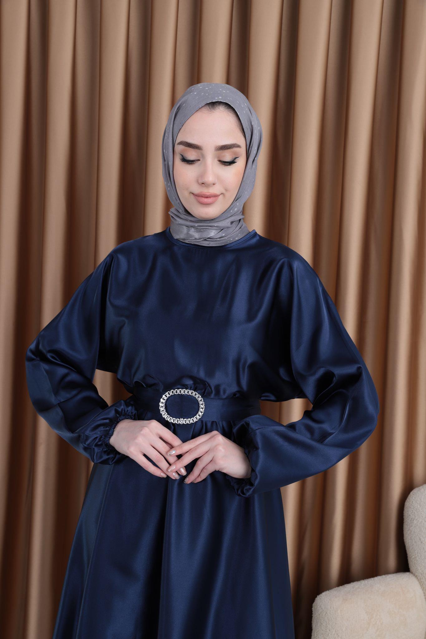 Alya Tesettür Özel Gün Elbise Lacivert