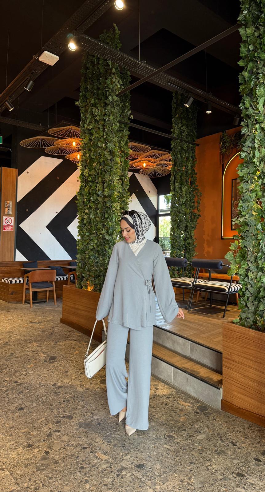 Ayrobin Kimono İkili Takım Gri