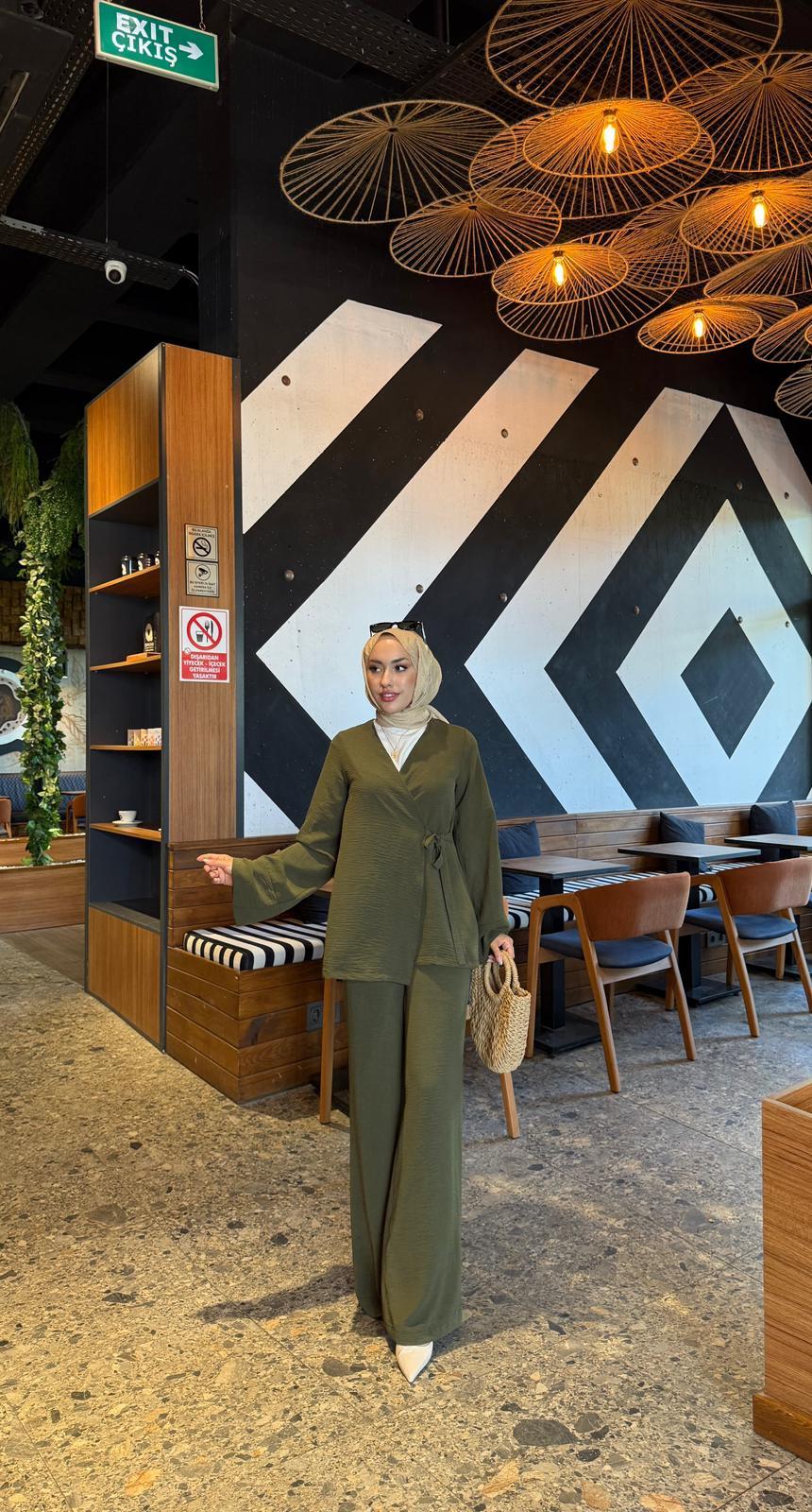 Ayrobin Kimono İkili Takım Haki