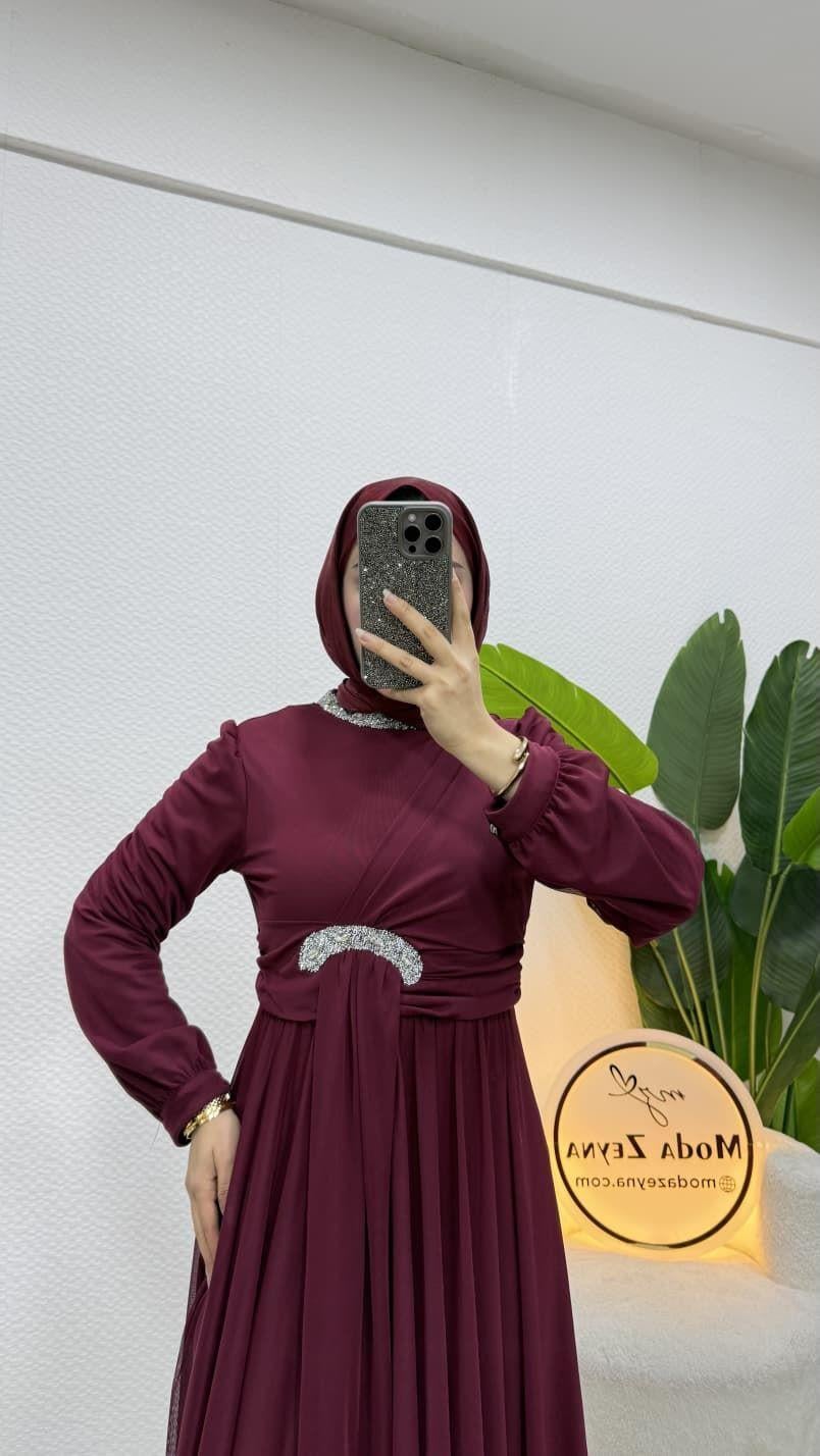 Belina Abiye Bordo 