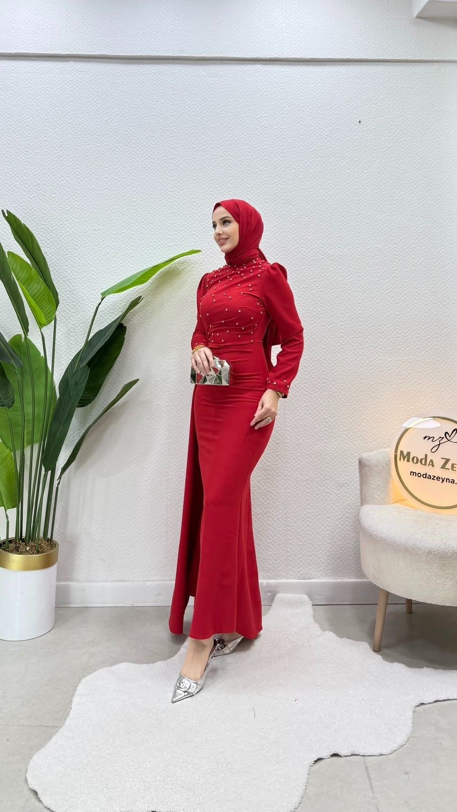 Perla Elbise Kırmızı