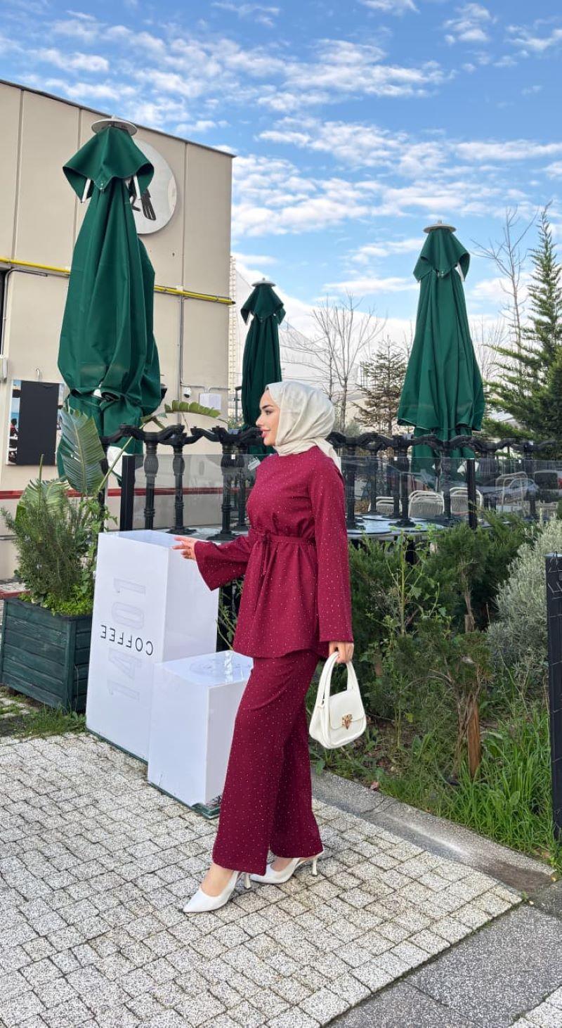 Pırıltı Takım Bordo