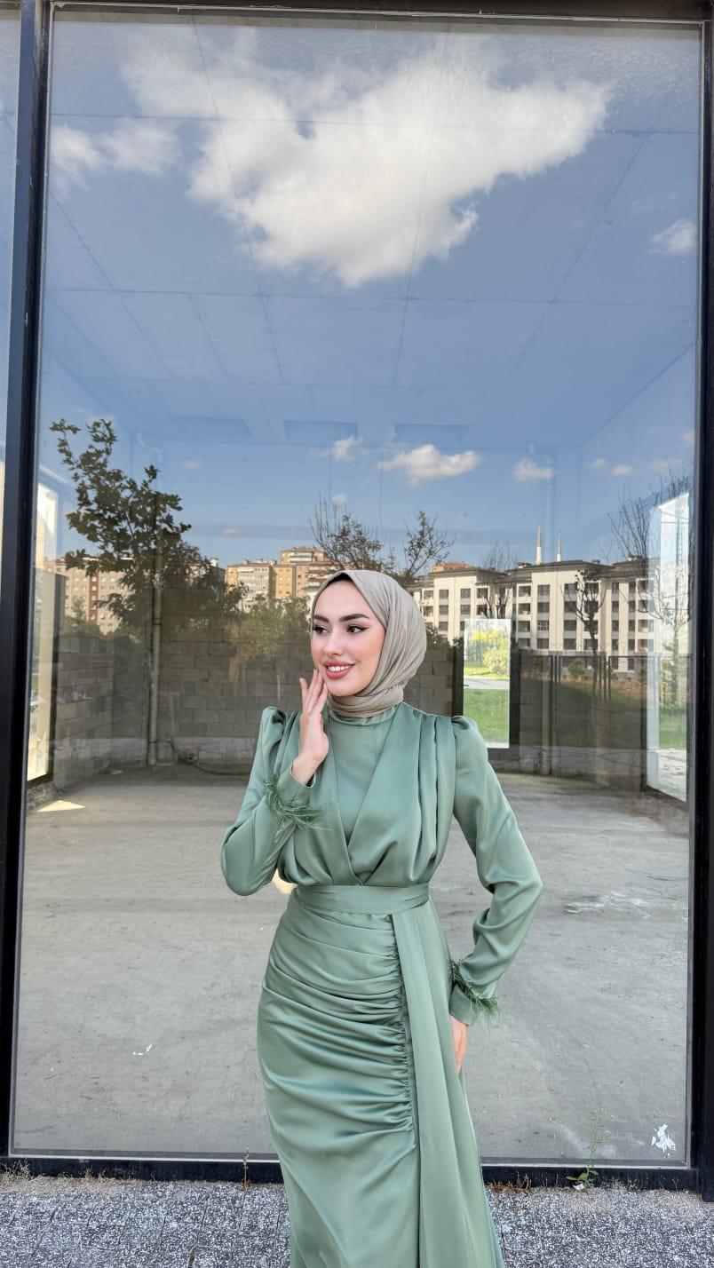 Saten Defne Abiye Haki