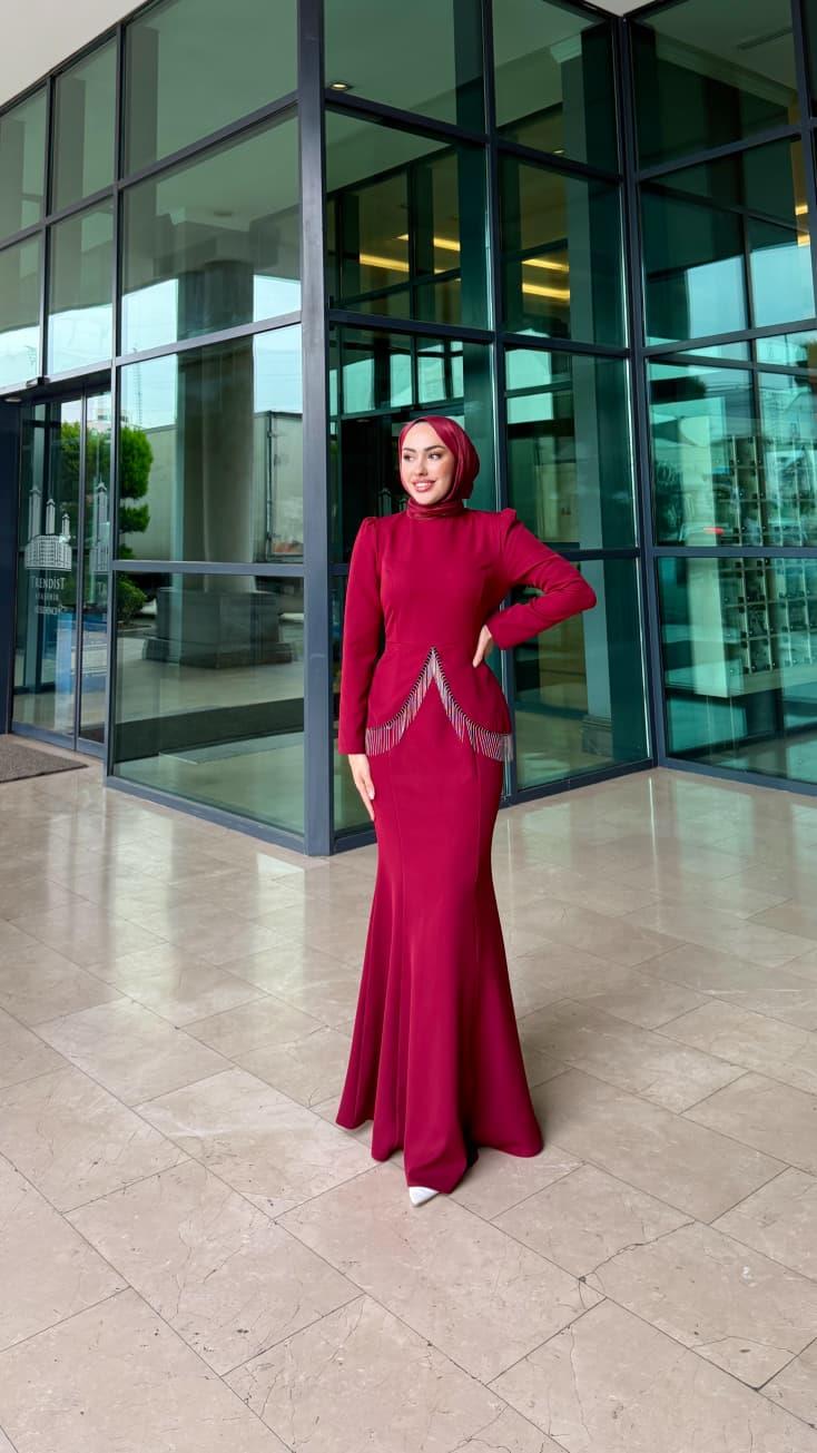 Zincirli Balık Abiye Bordo