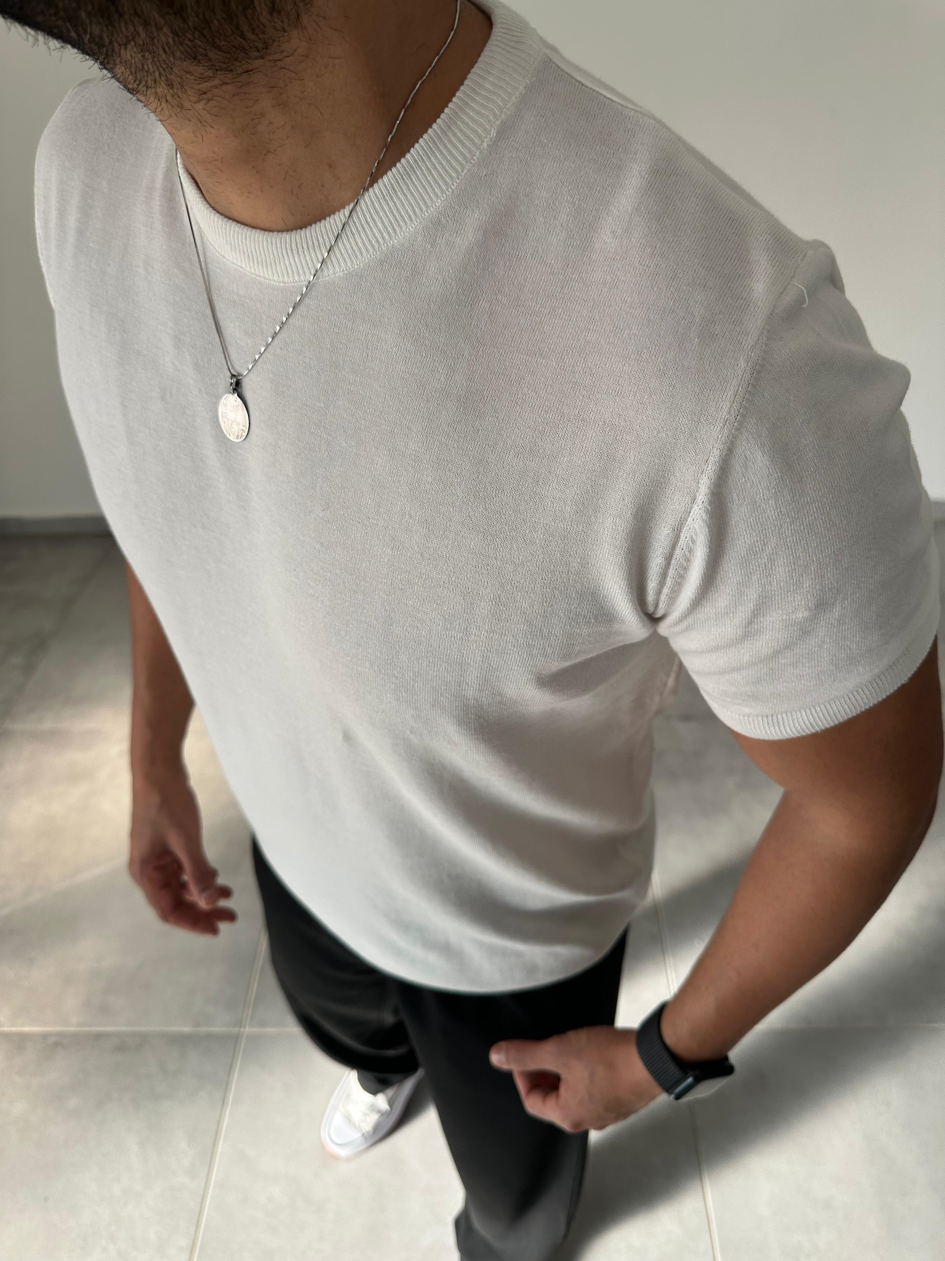 Beyaz Renk Premium Kalite Basic Triko T-Shirt