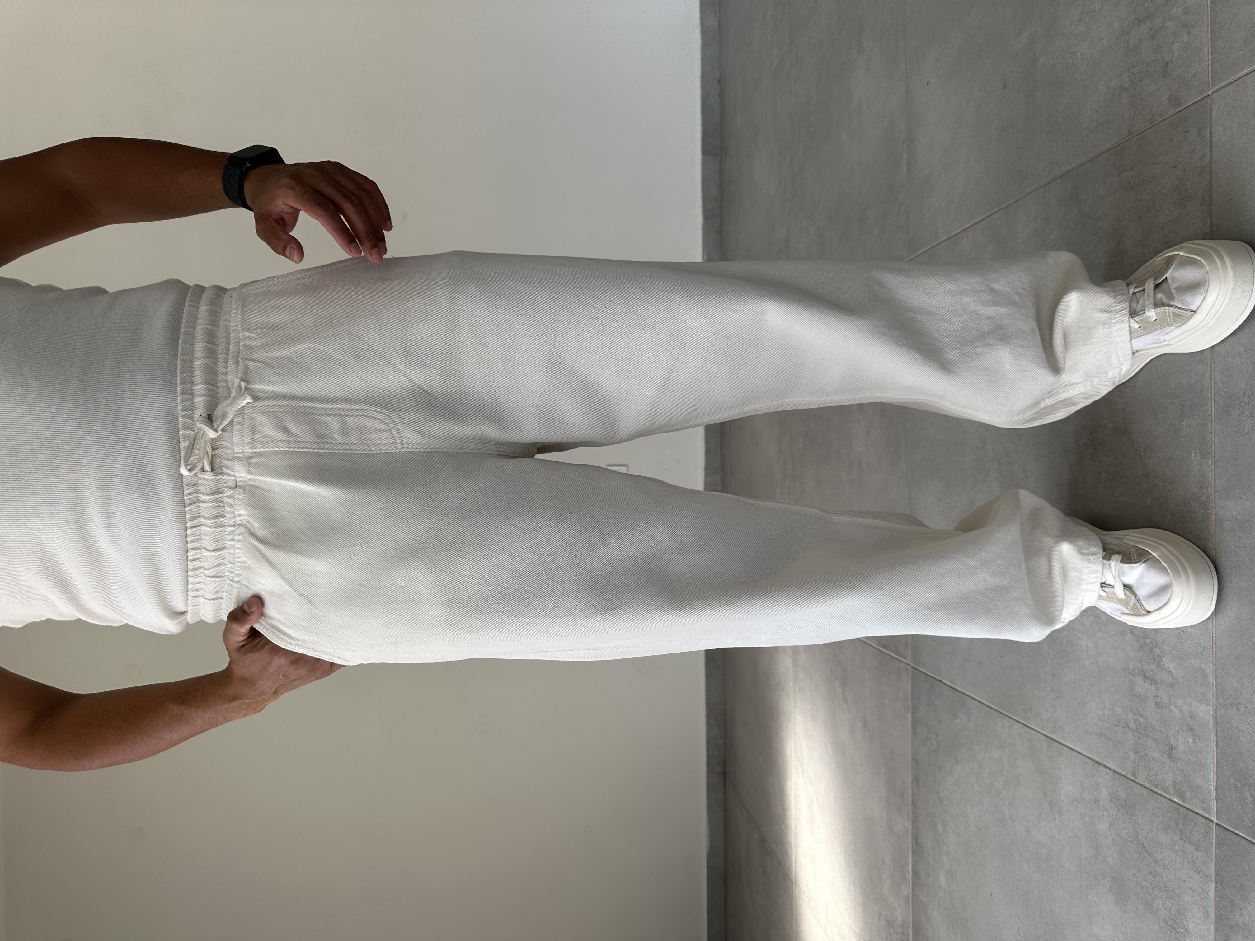 Ekru Renk Gabardin Kumaş Bol Kesim Baggy Pantolon