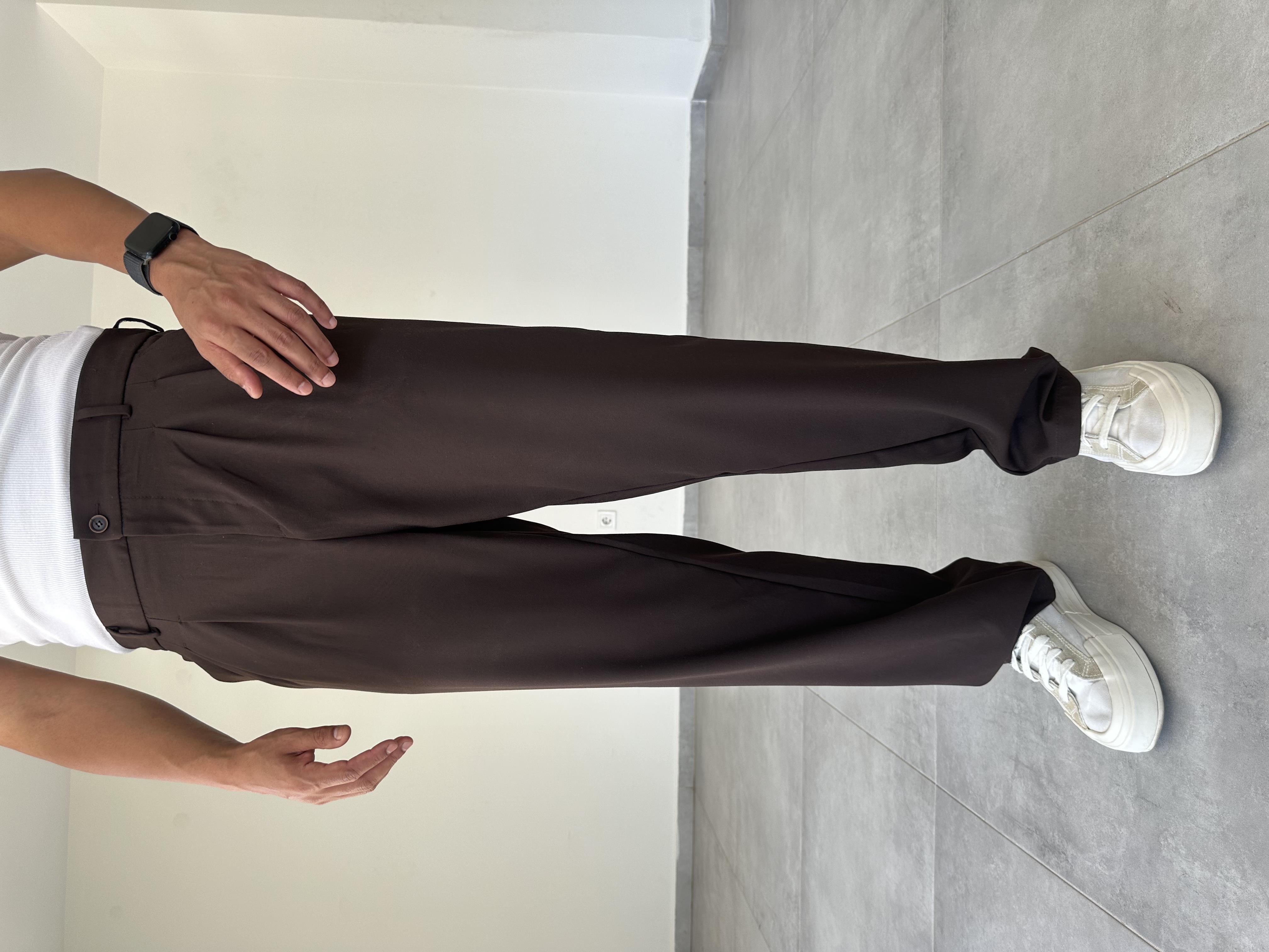 Kahve Renk Basic Baggy Kumaş Pantolon