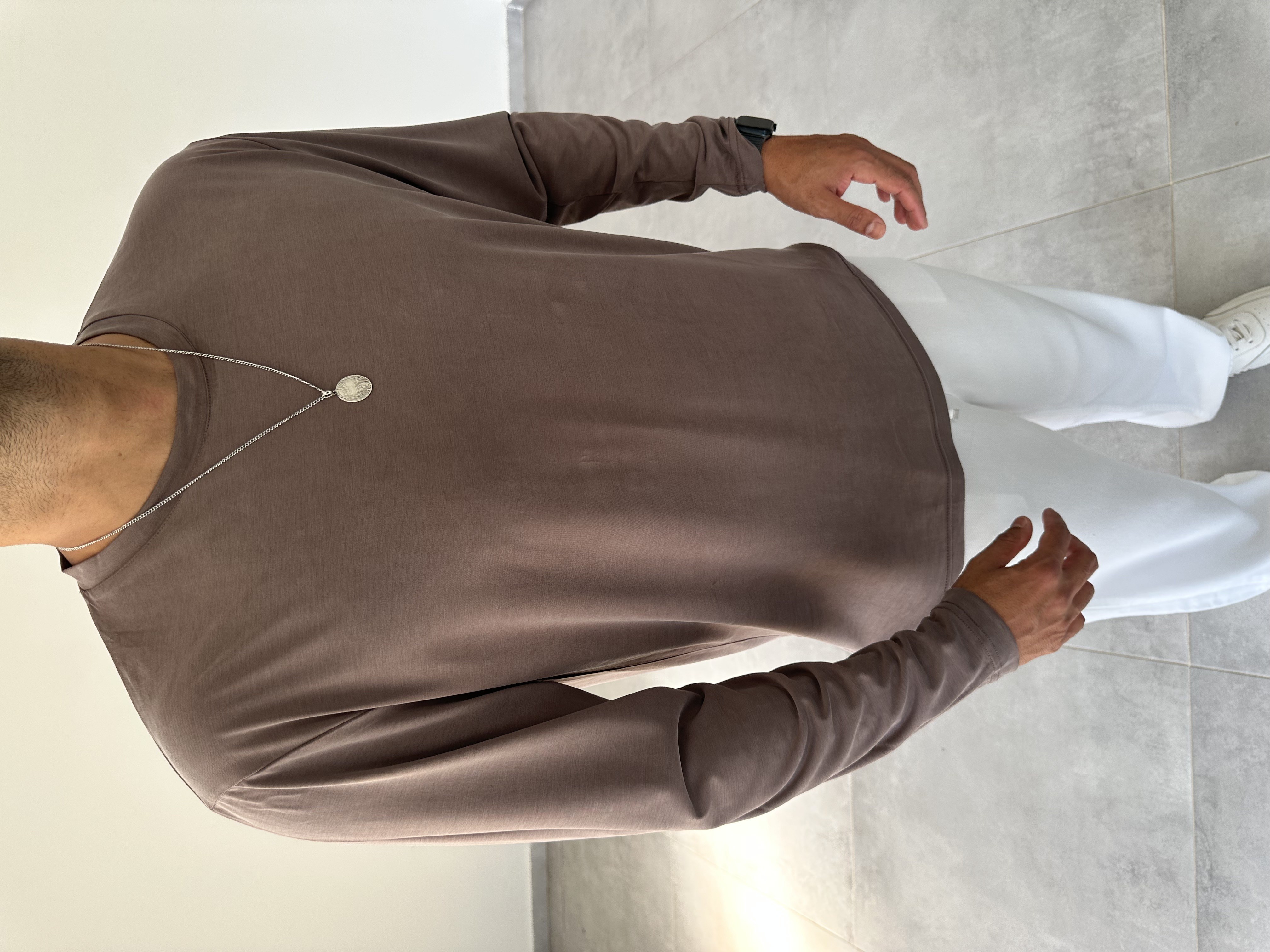 Kahve Renk Modal Kumaş Basic Sweatshirt
