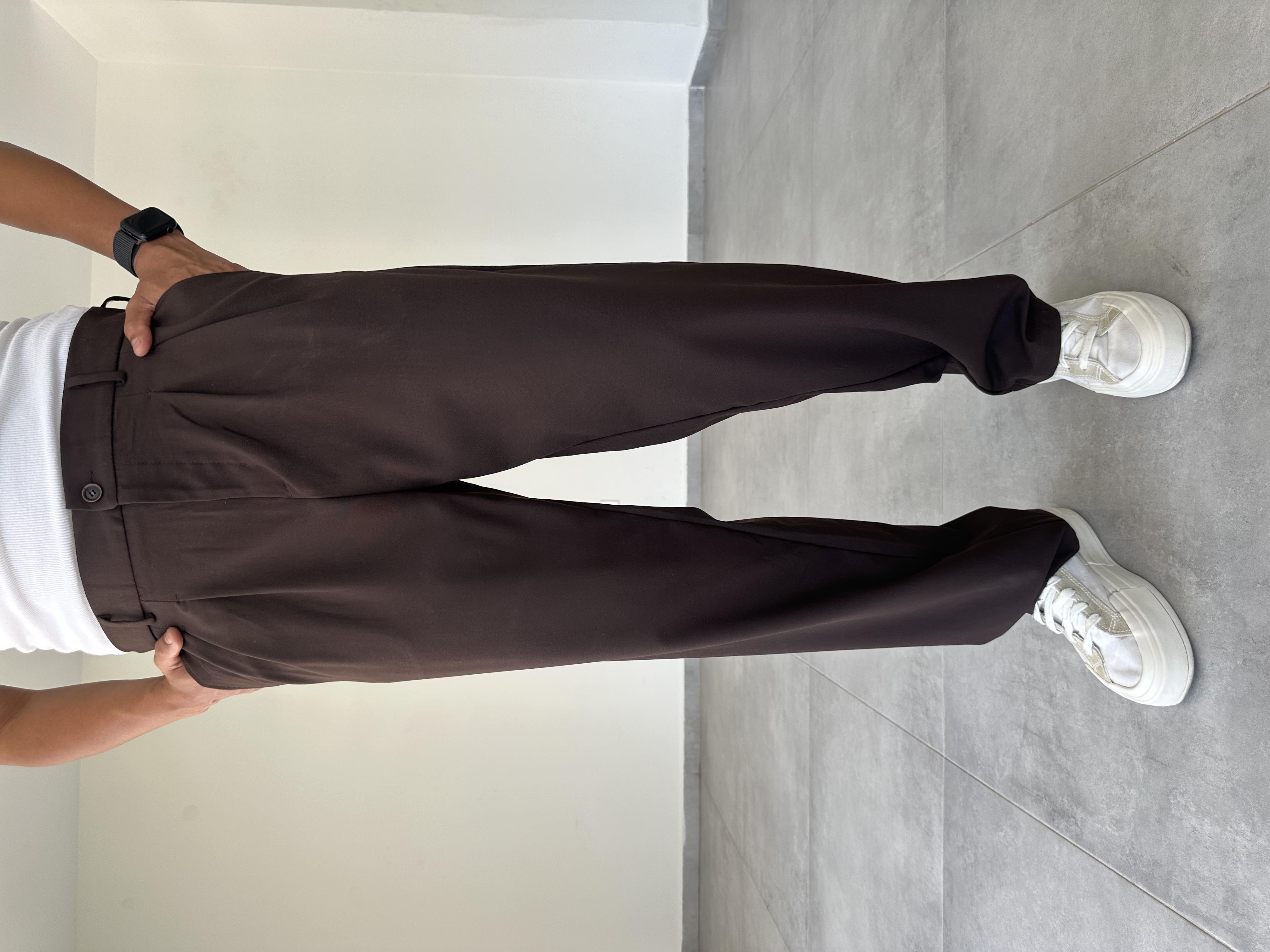 Kahve Renk Basic Baggy Kumaş Pantolon