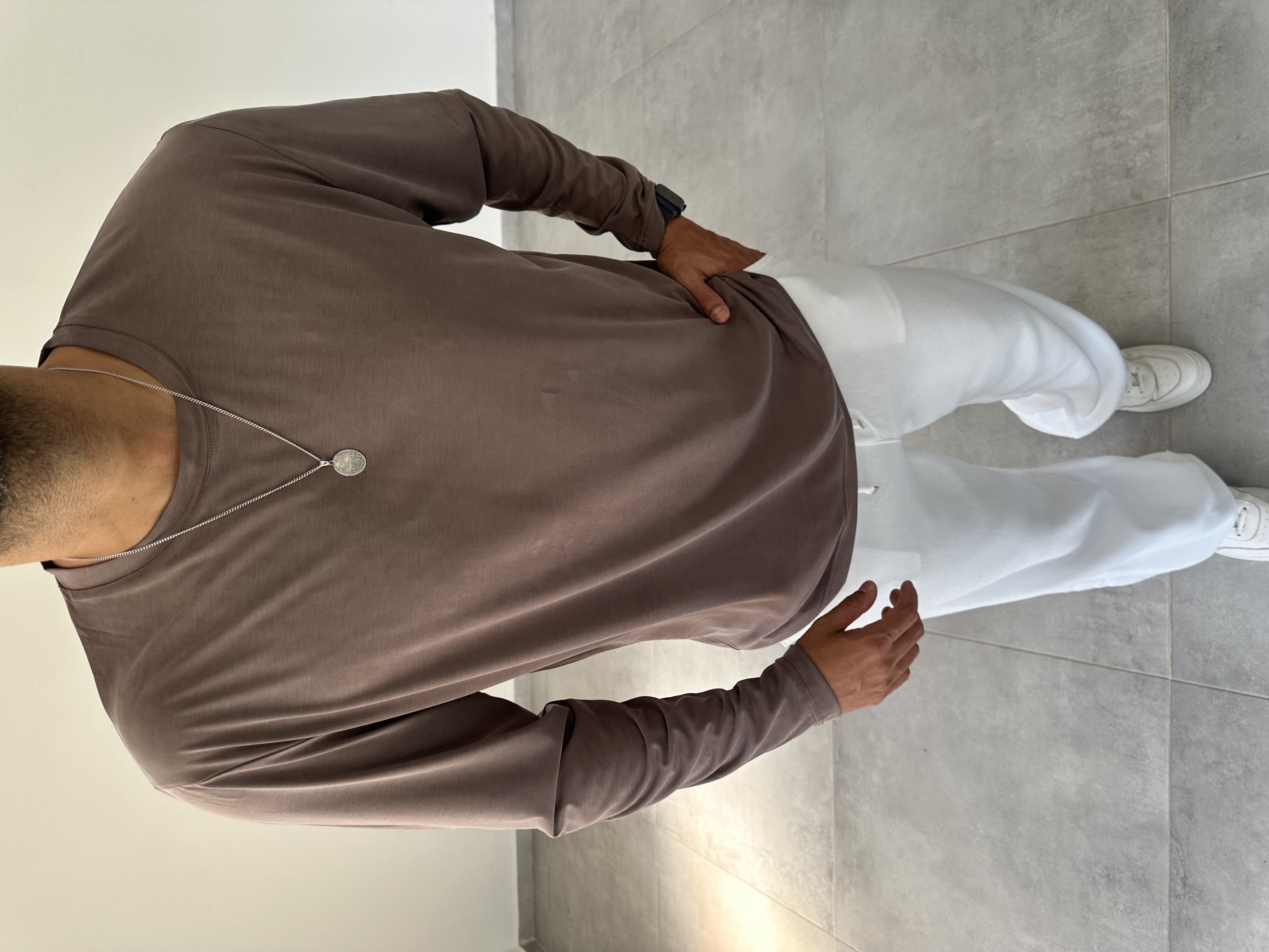 Kahve Renk Modal Kumaş Basic Sweatshirt