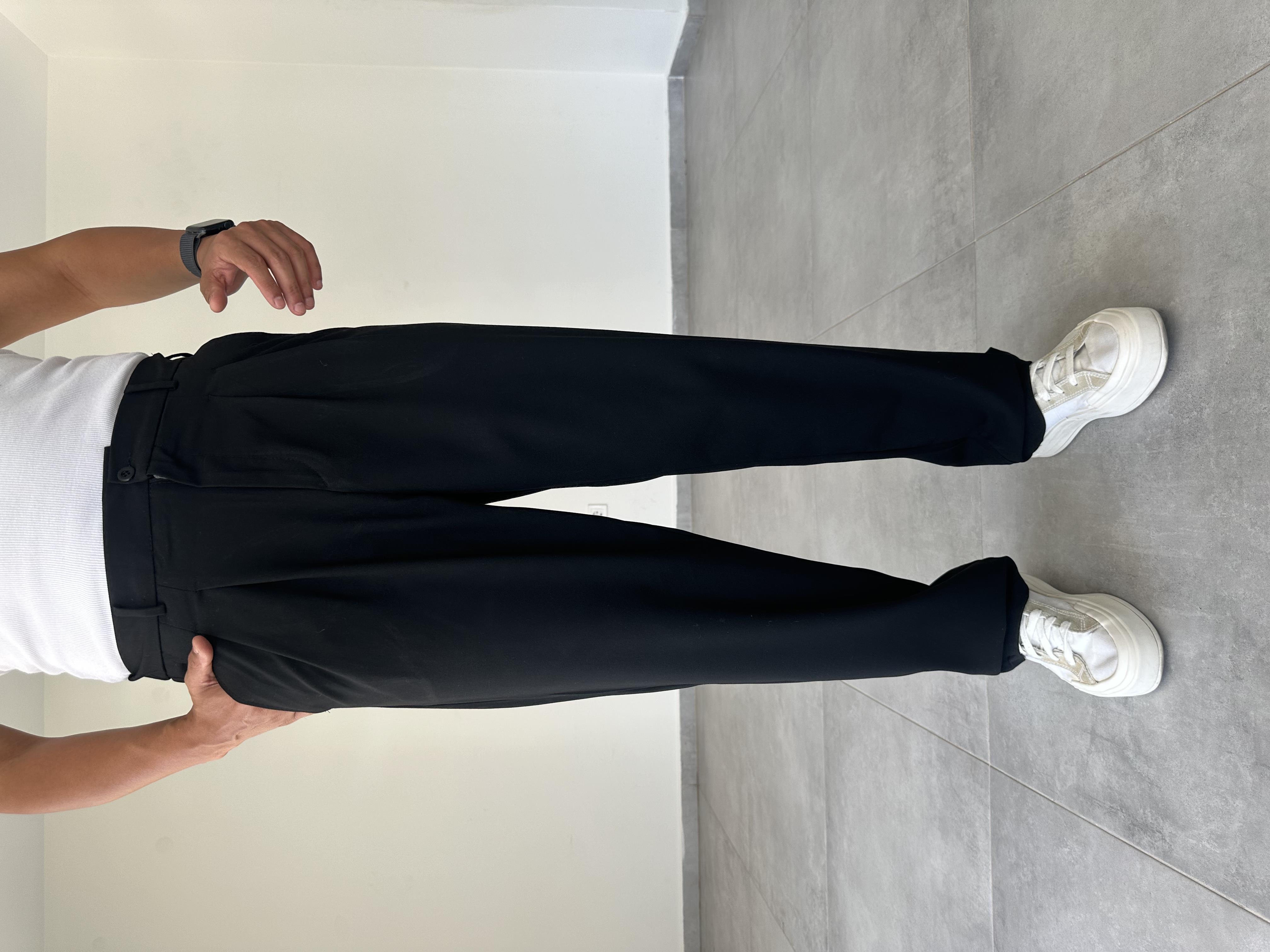 Siyah Basic Baggy Kumaş Pantolon