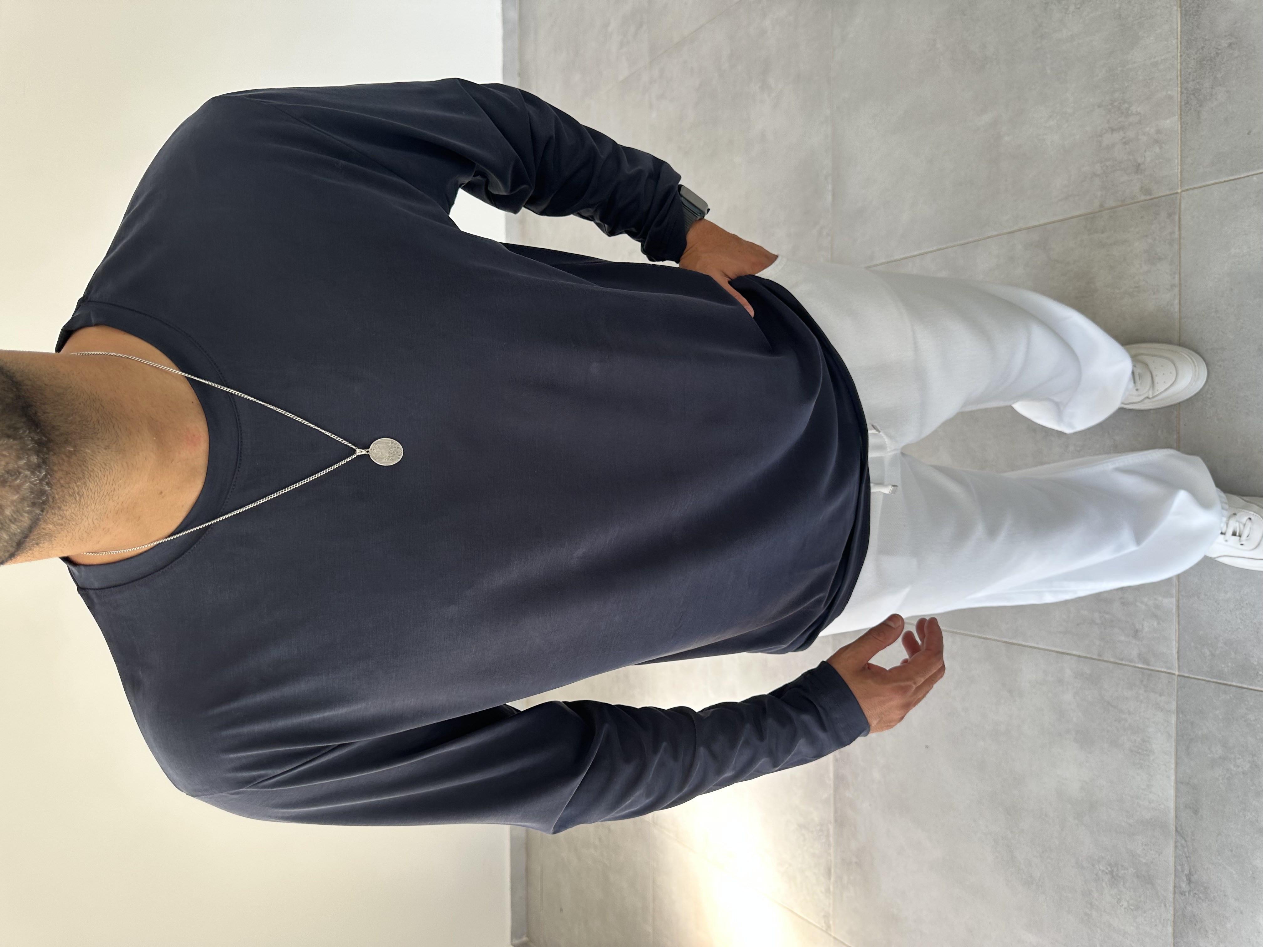 Lacivert Renk Modal Kumaş Basic Sweatshirt