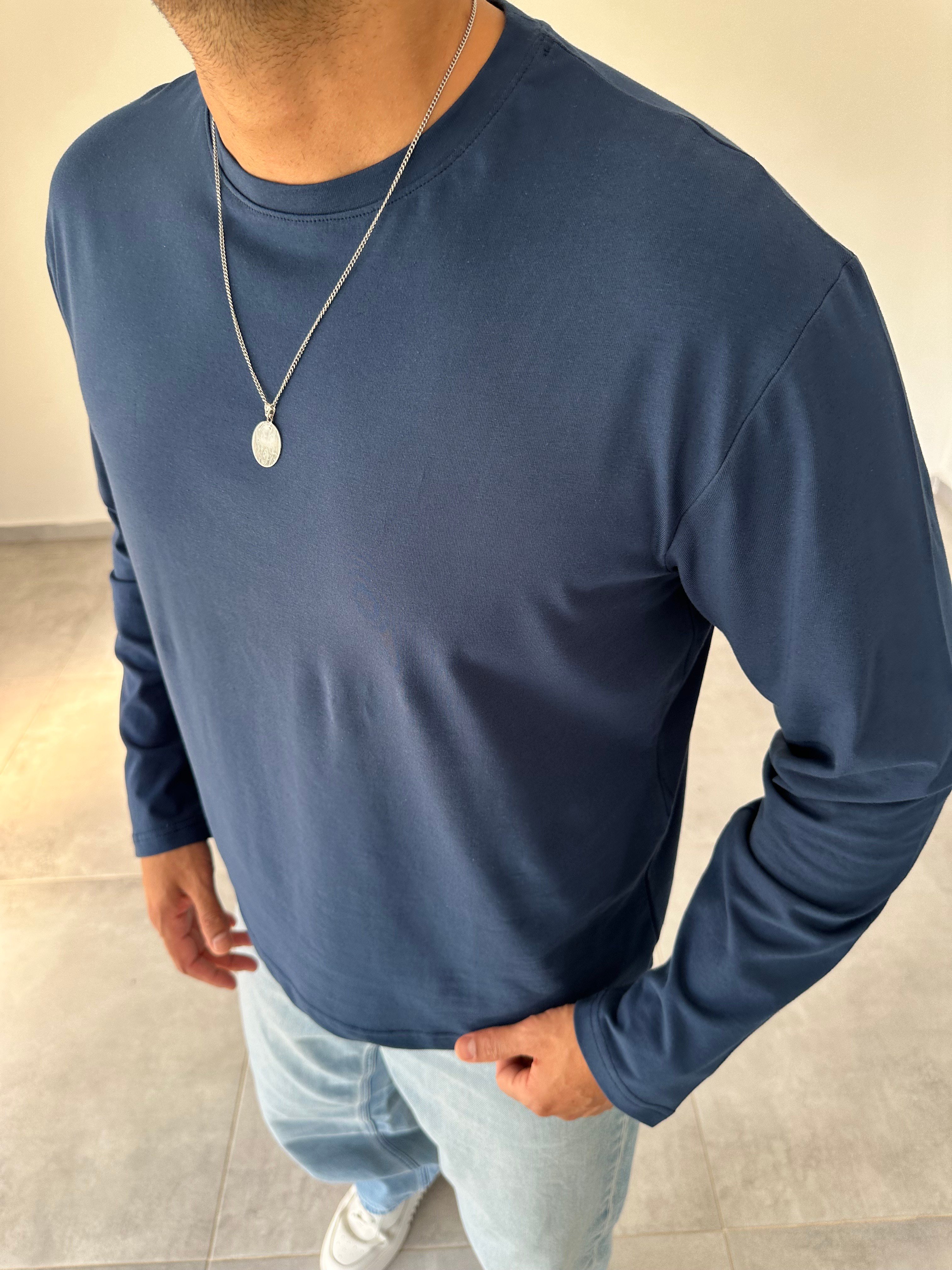 Lacivert Renk Rahat Kesim Yüksek Kalite Basic Sweatshirt